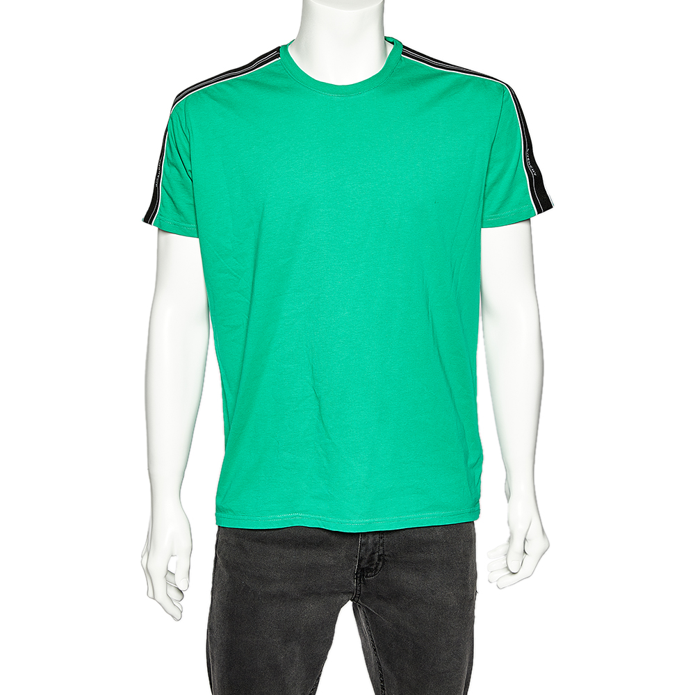 Givenchy green cotton contrast logo tape detail regular fit t-shirt m