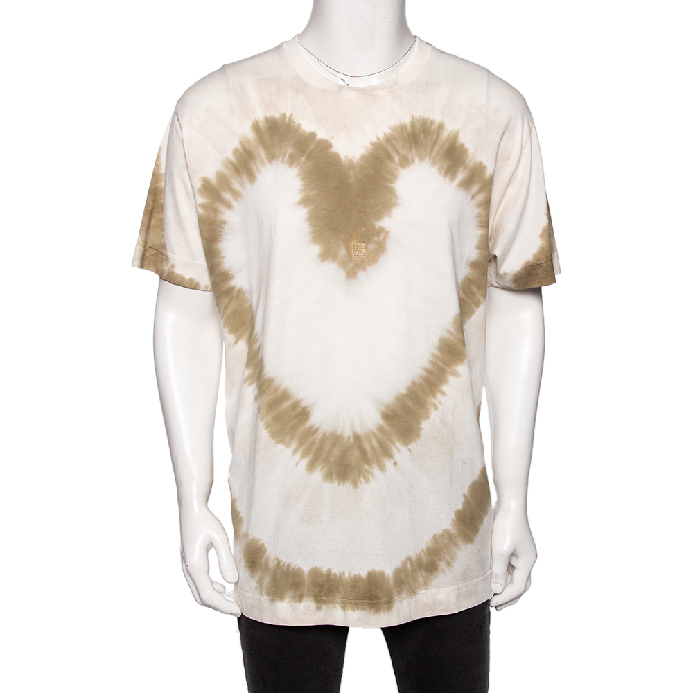

Givenchy White Tie-Dye Heart Printed Cotton Crewneck Oversized T-Shirt