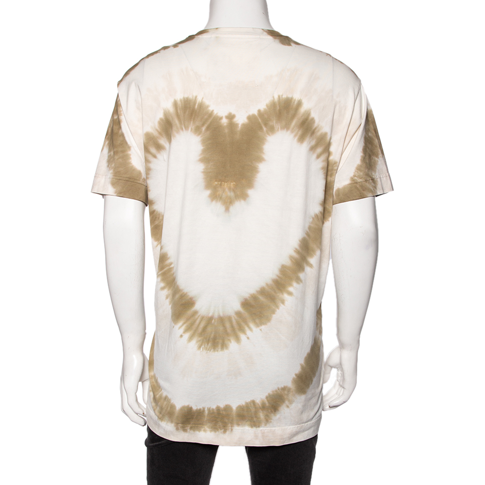 Givenchy White Tie-Dye Heart Printed Cotton Crewneck Oversized T-Shirt M