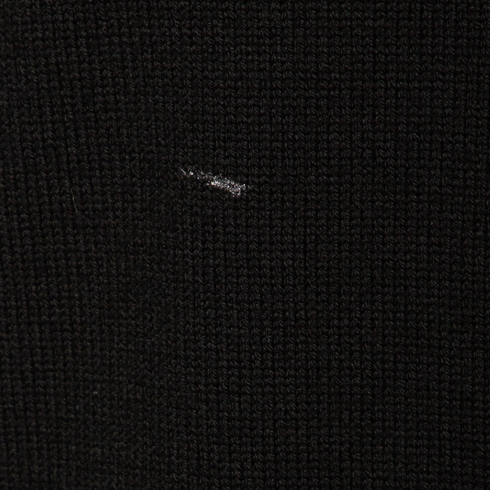 Givenchy Black Fair Isle Logo Knit Wool Frayed Edged Sweater M