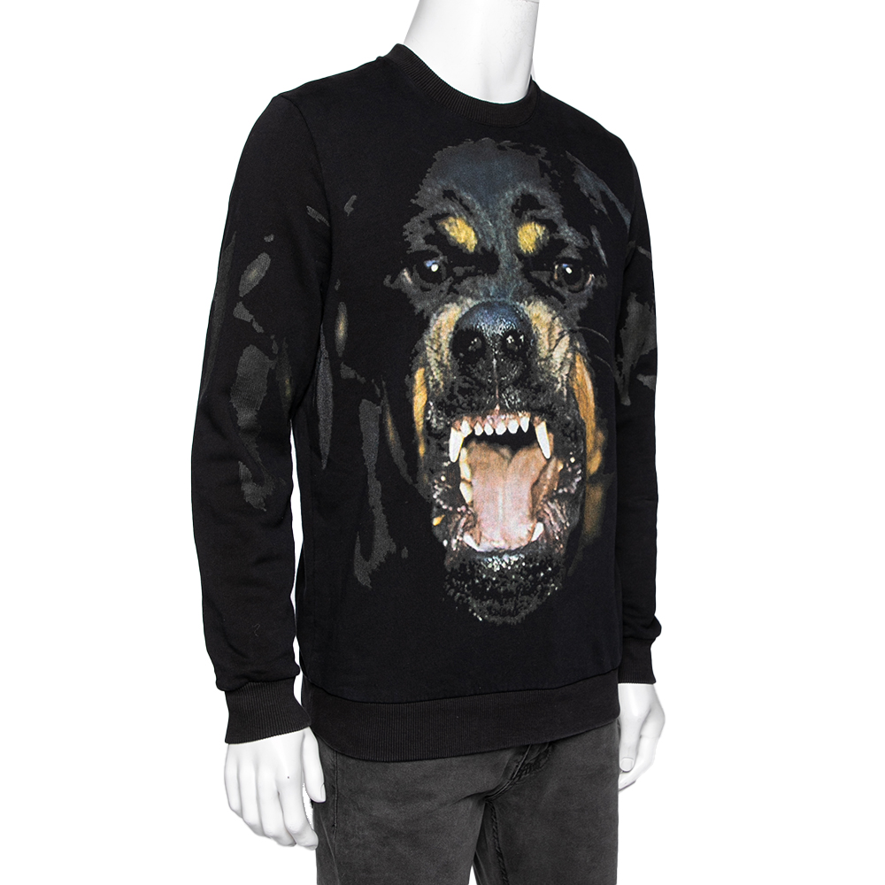 

Givenchy Black Rottweiler Print Cotton Crewneck Sweatshirt