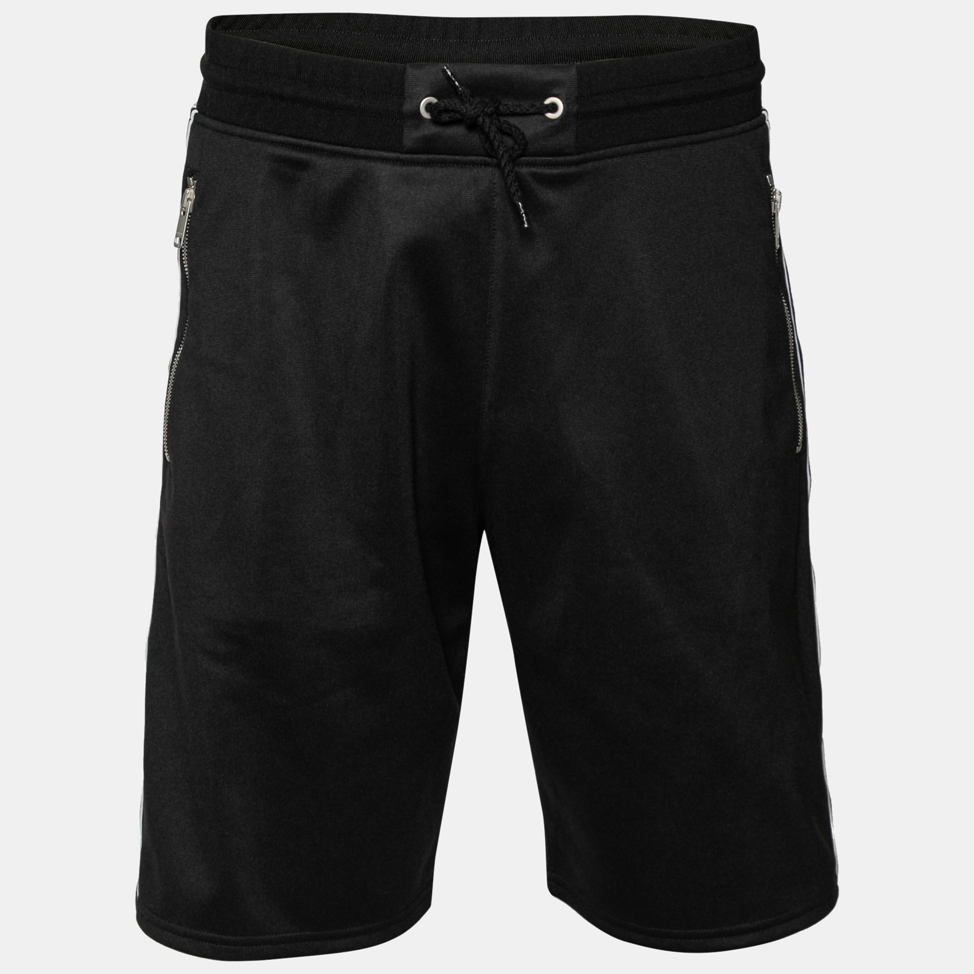 Givenchy black jersey logo tape trimmed shorts m