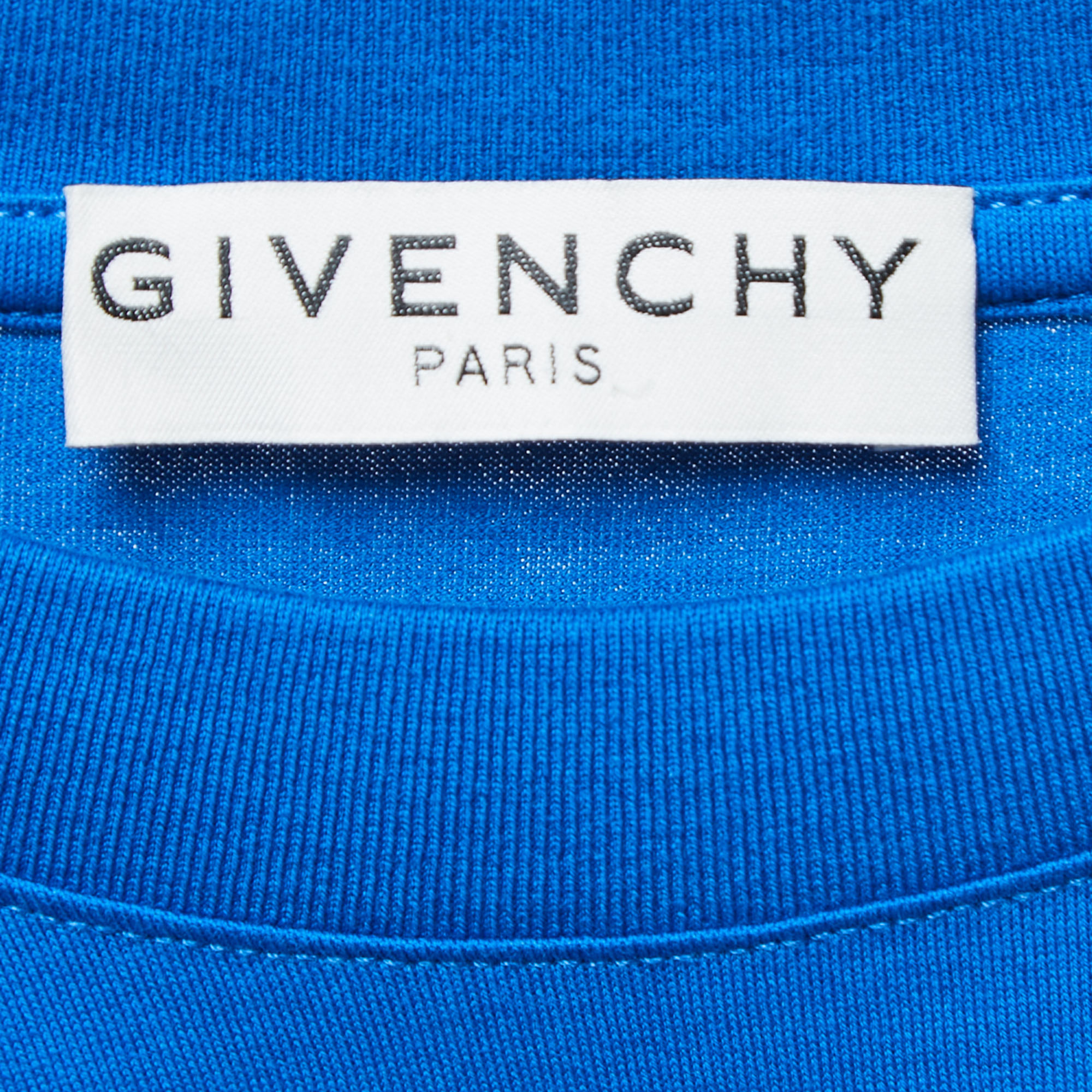 Givenchy Blue Cotton Logo Print T-Shirt M