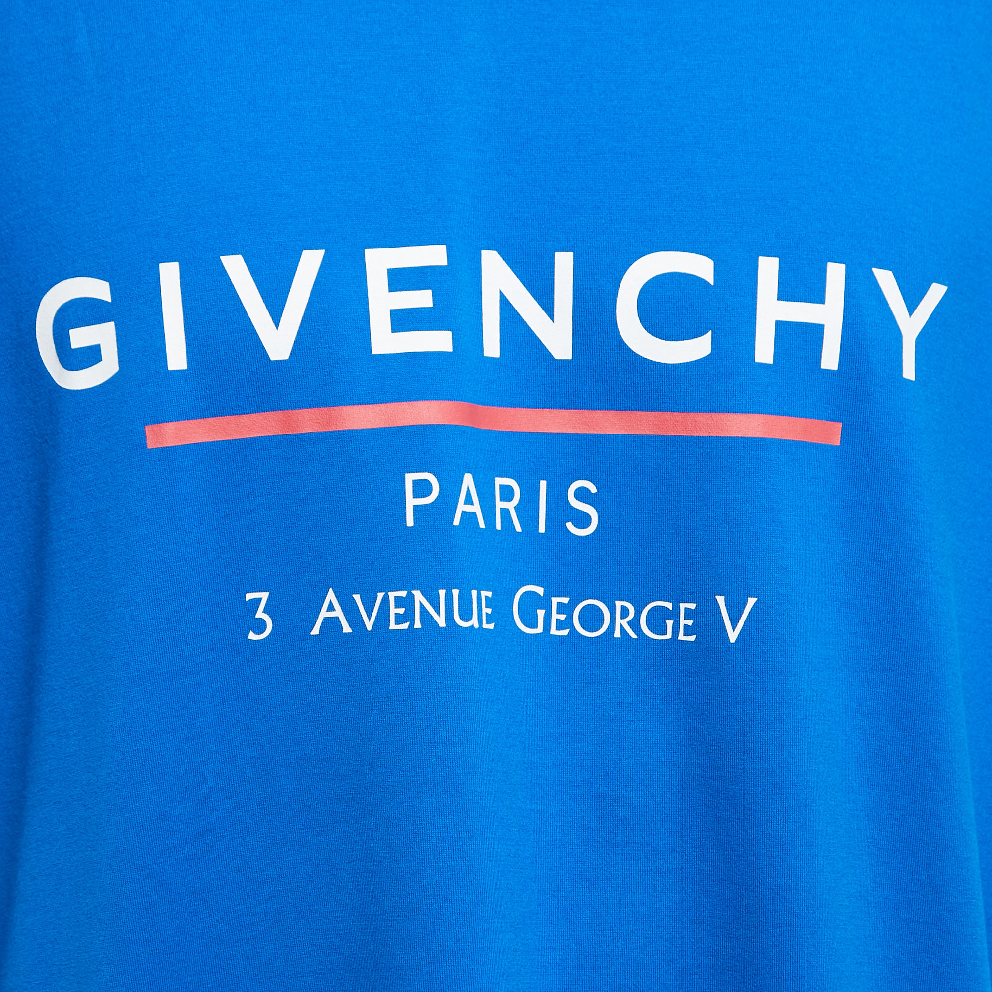 Givenchy Blue Cotton Logo Print T-Shirt M