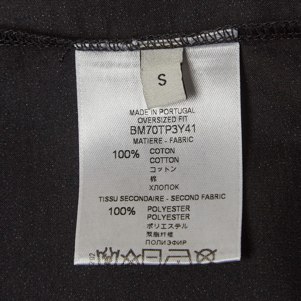 Givenchy Black Logo Print Distressed Cotton Crew Neck T-Shirt S