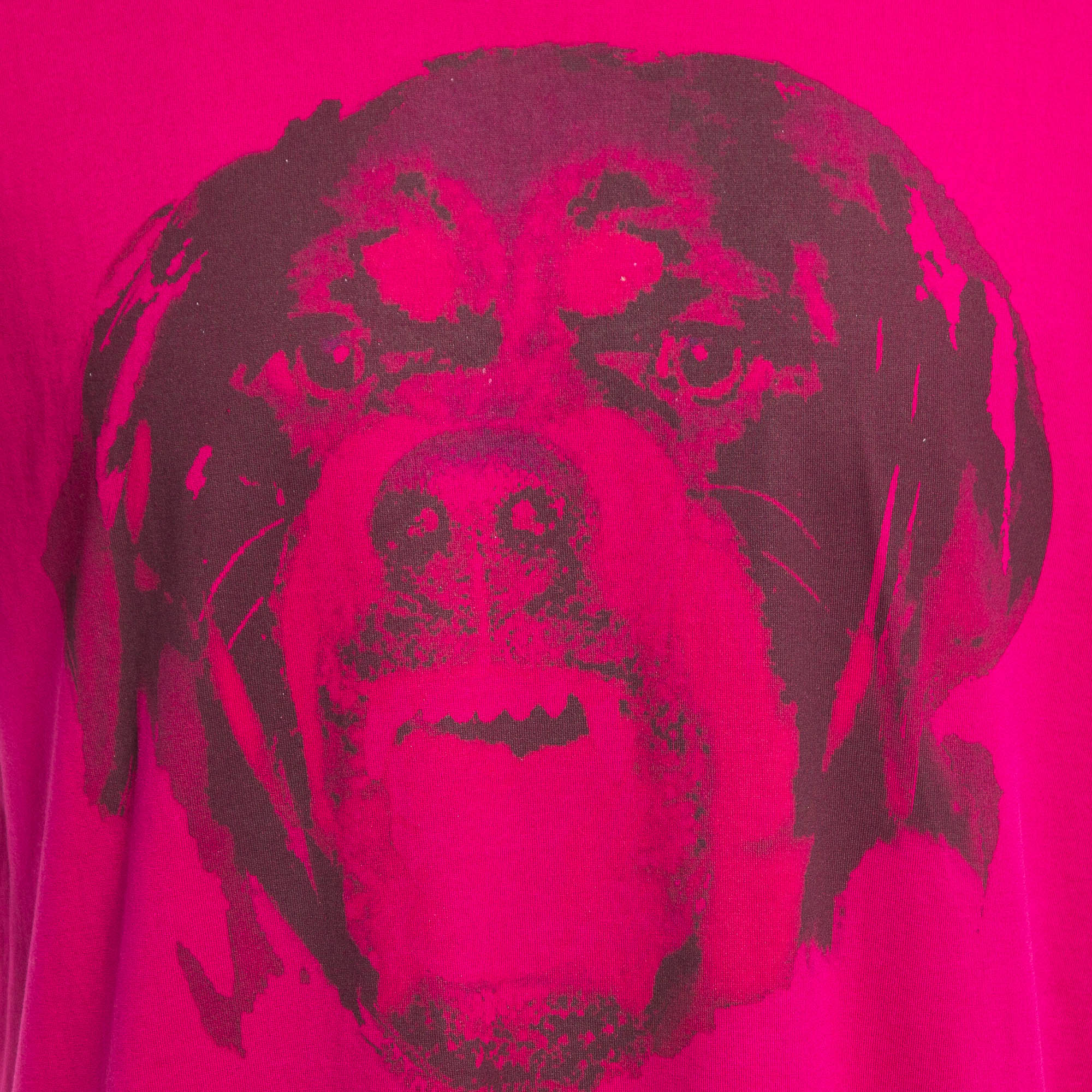 Givenchy Fuchsia Pink Printed Cotton Crew Neck T-Shirt S