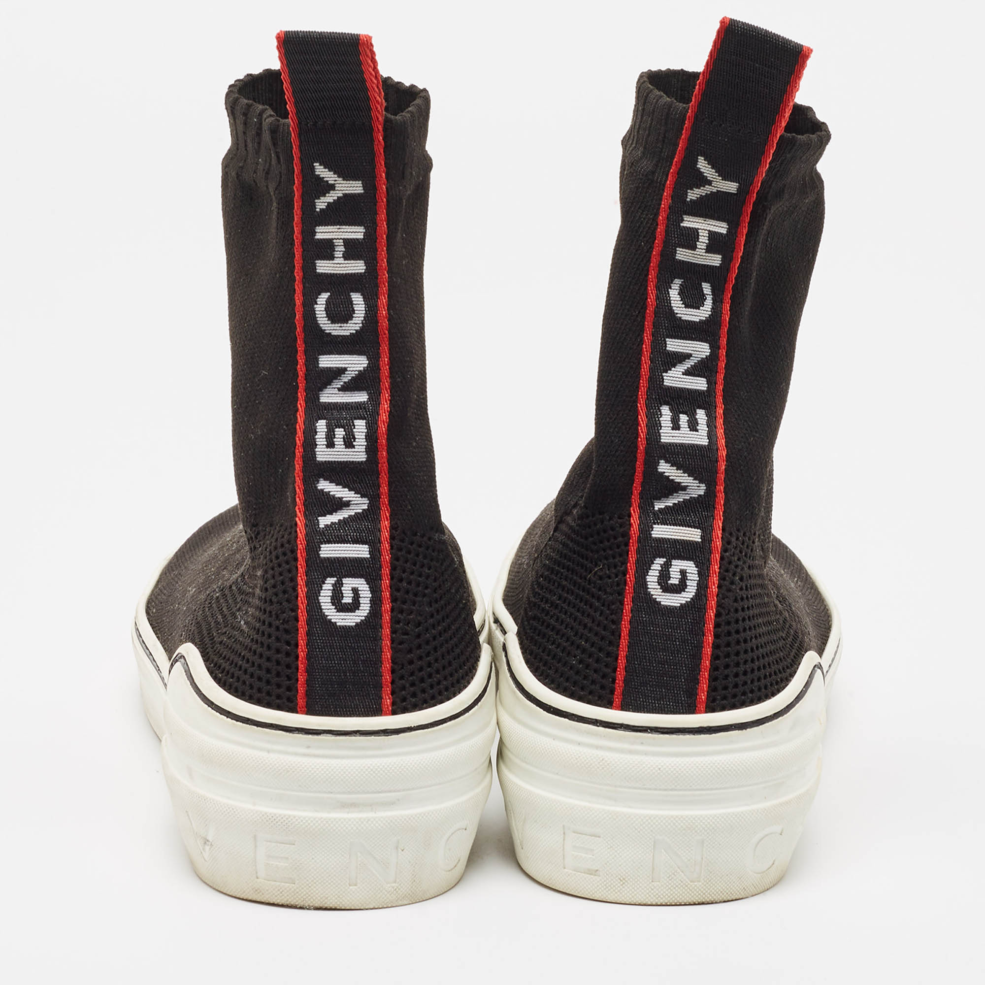 Givenchy Black Knit Fabric Logo High Top Sneakers Size 41