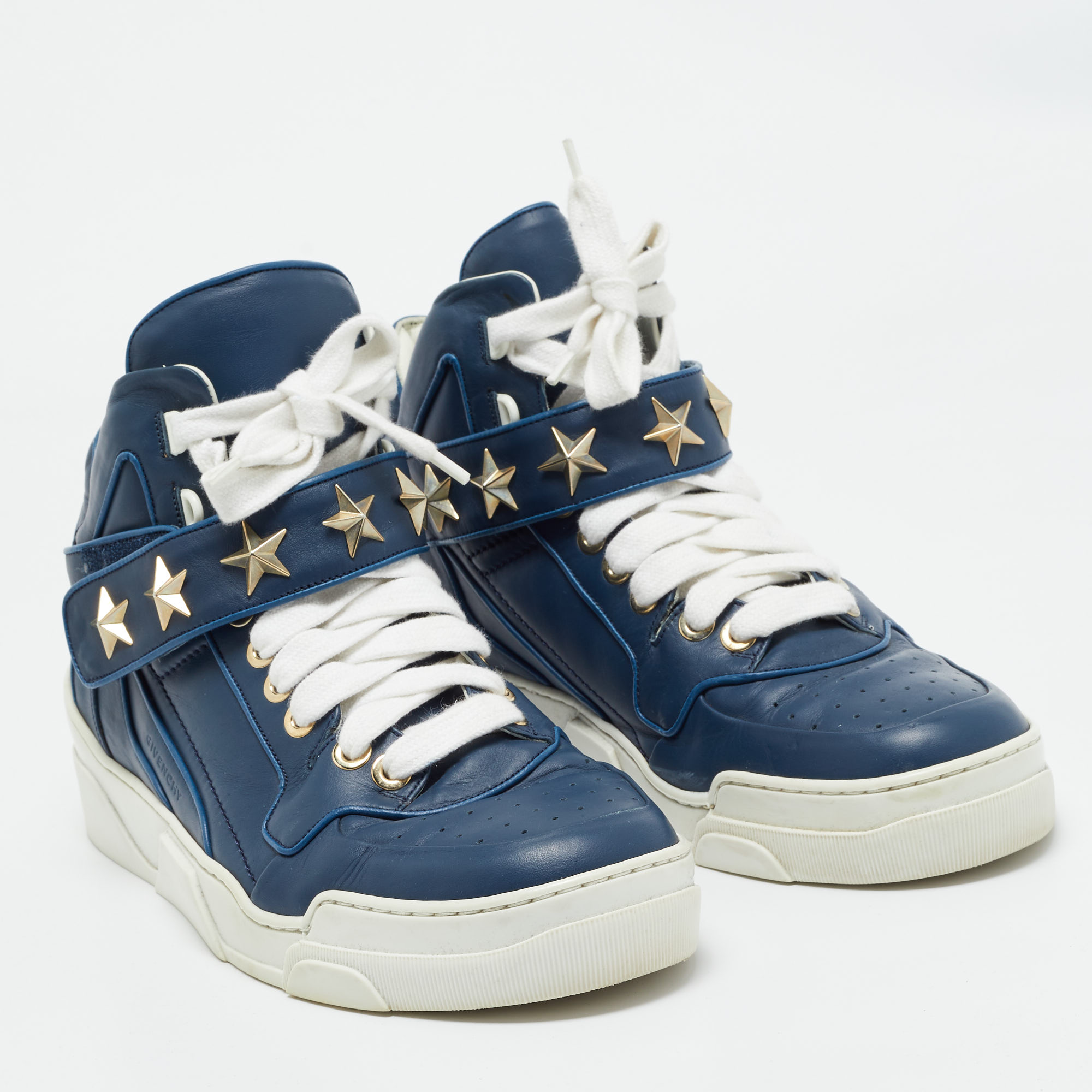 Givenchy Blue Leather Tyson High Top Sneakers Size 44