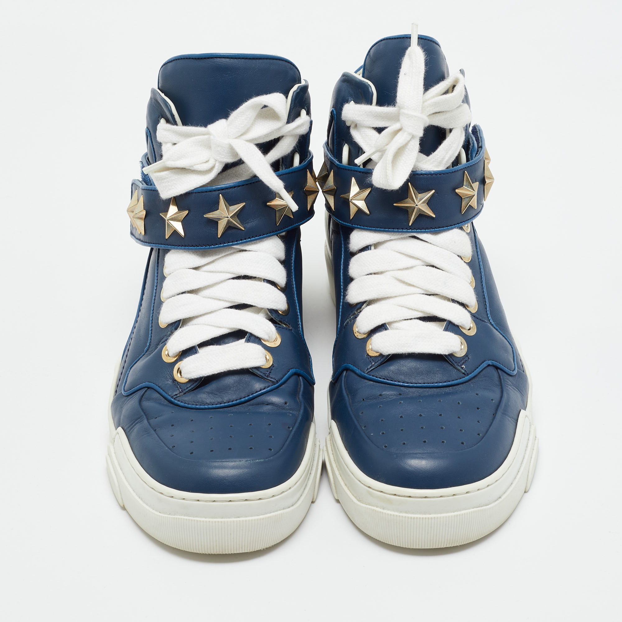 Givenchy Blue Leather Tyson High Top Sneakers Size 44