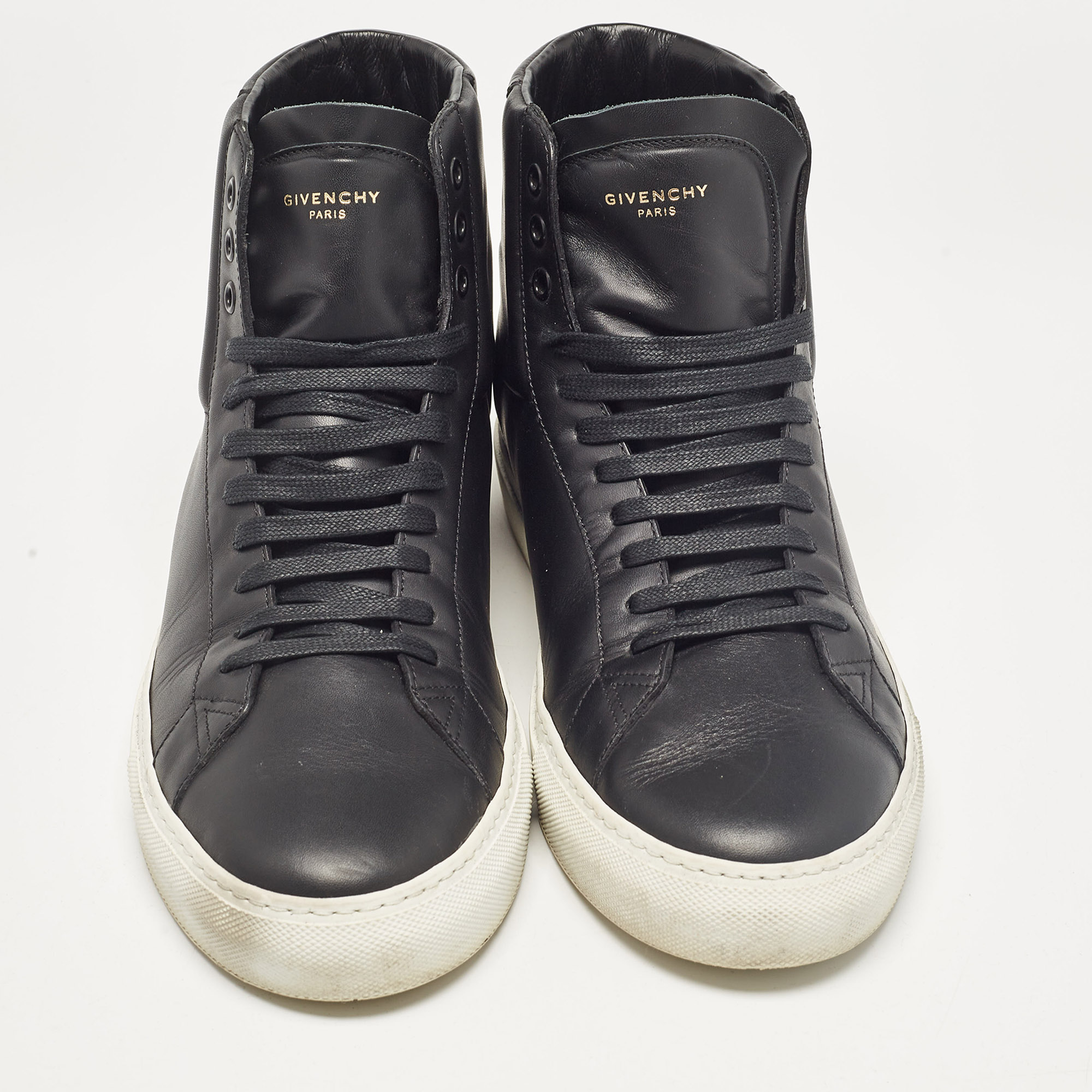 Givenchy Black Leather Urban Street High Top Sneakers Size 43