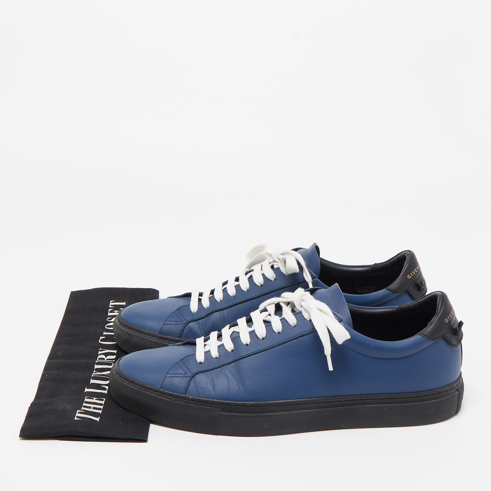 Givenchy Blue Leather Lace Up Sneakers Size 42