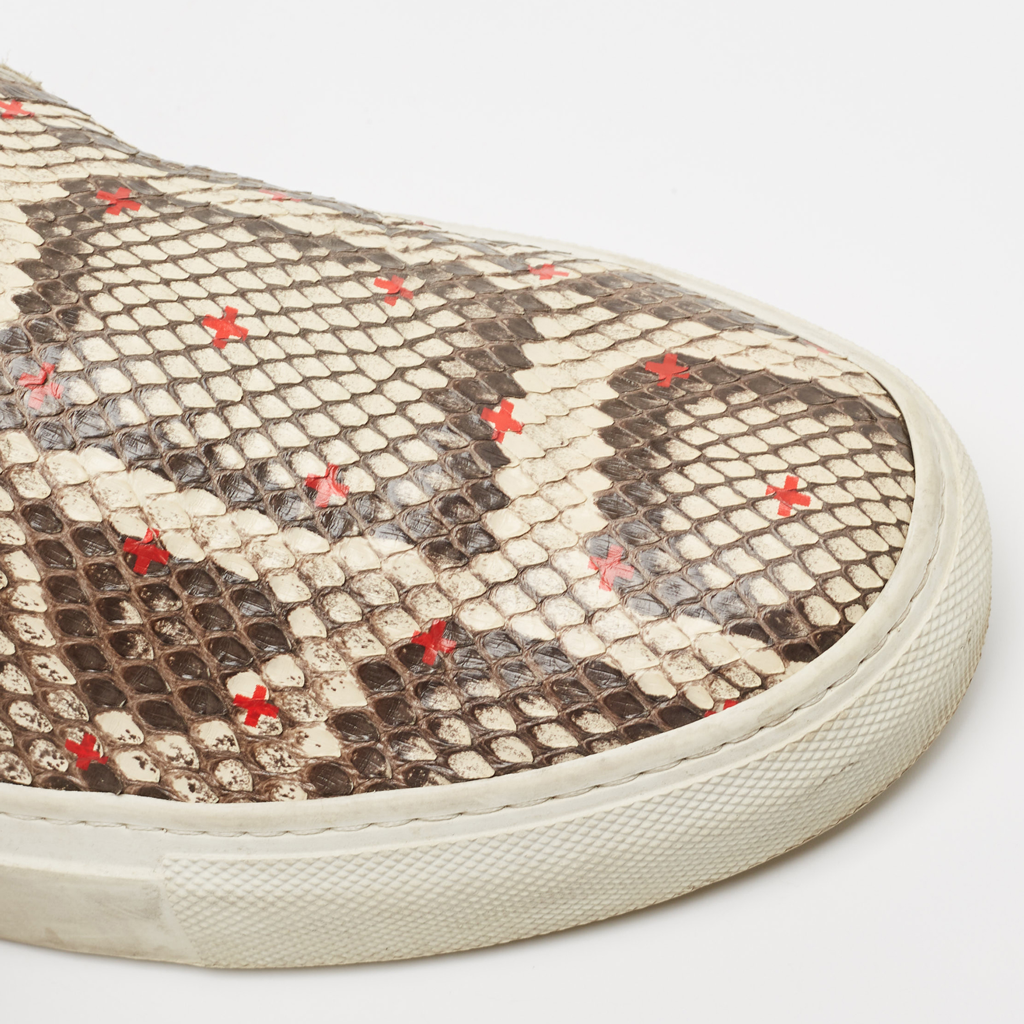 Givenchy Beige/Brown Python Leather Skate Slip On Sneakers Size 42