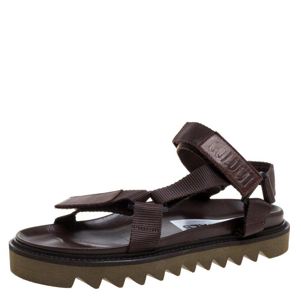 Image of Golden Goose Brown Leather Strappy Sandals Size