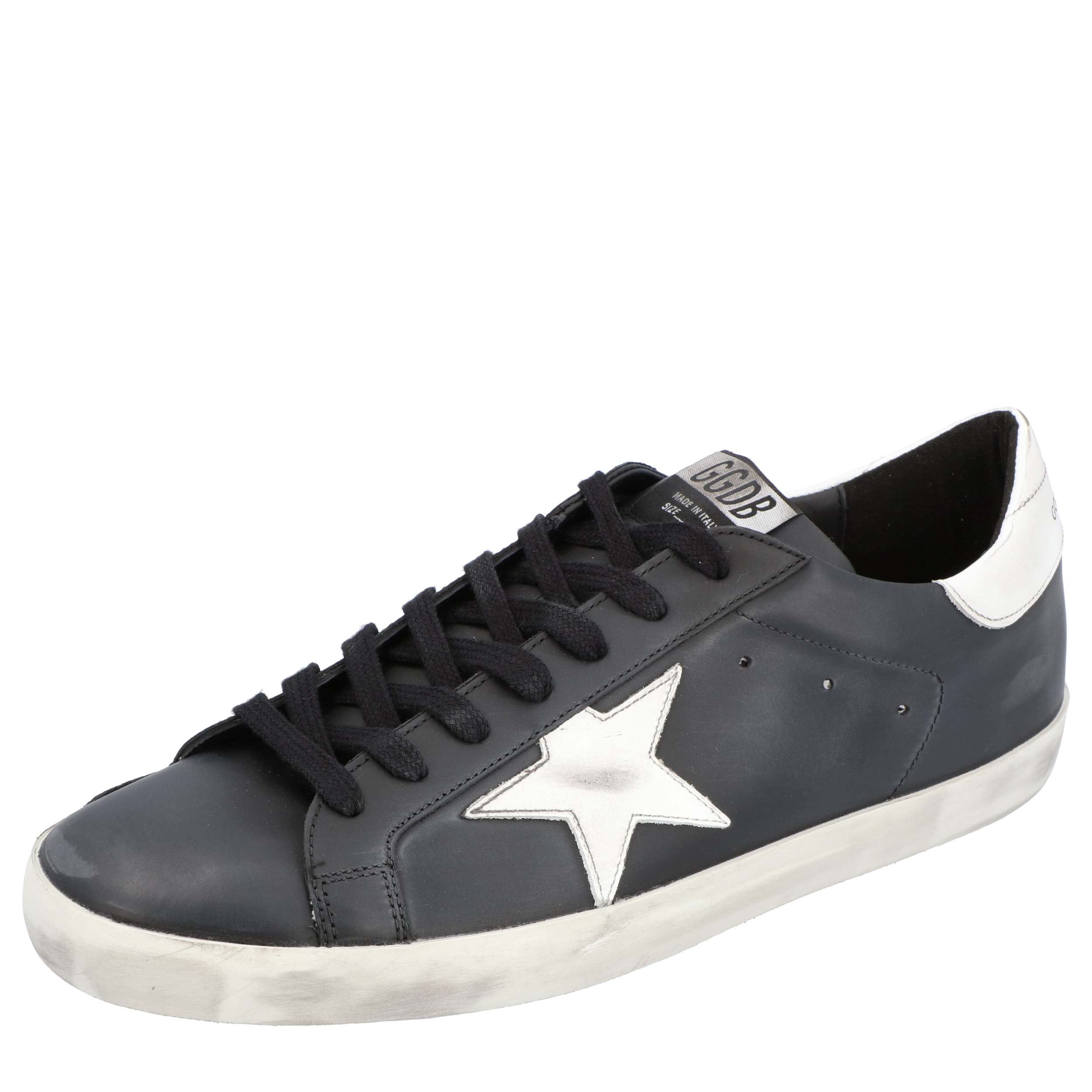 Image of Golden Goose Black Superstar Leather Sneakers Size