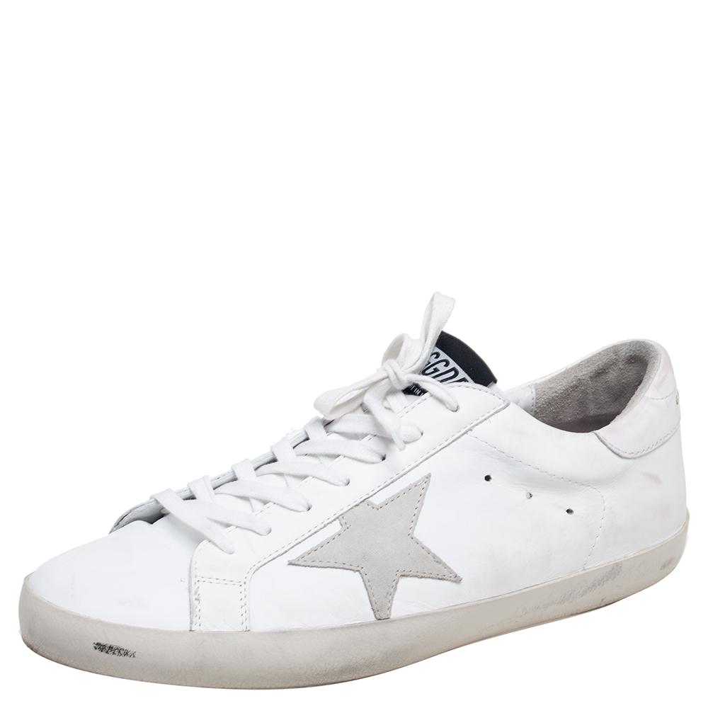 Golden Goose White Leather Superstar Sneaker Size 44