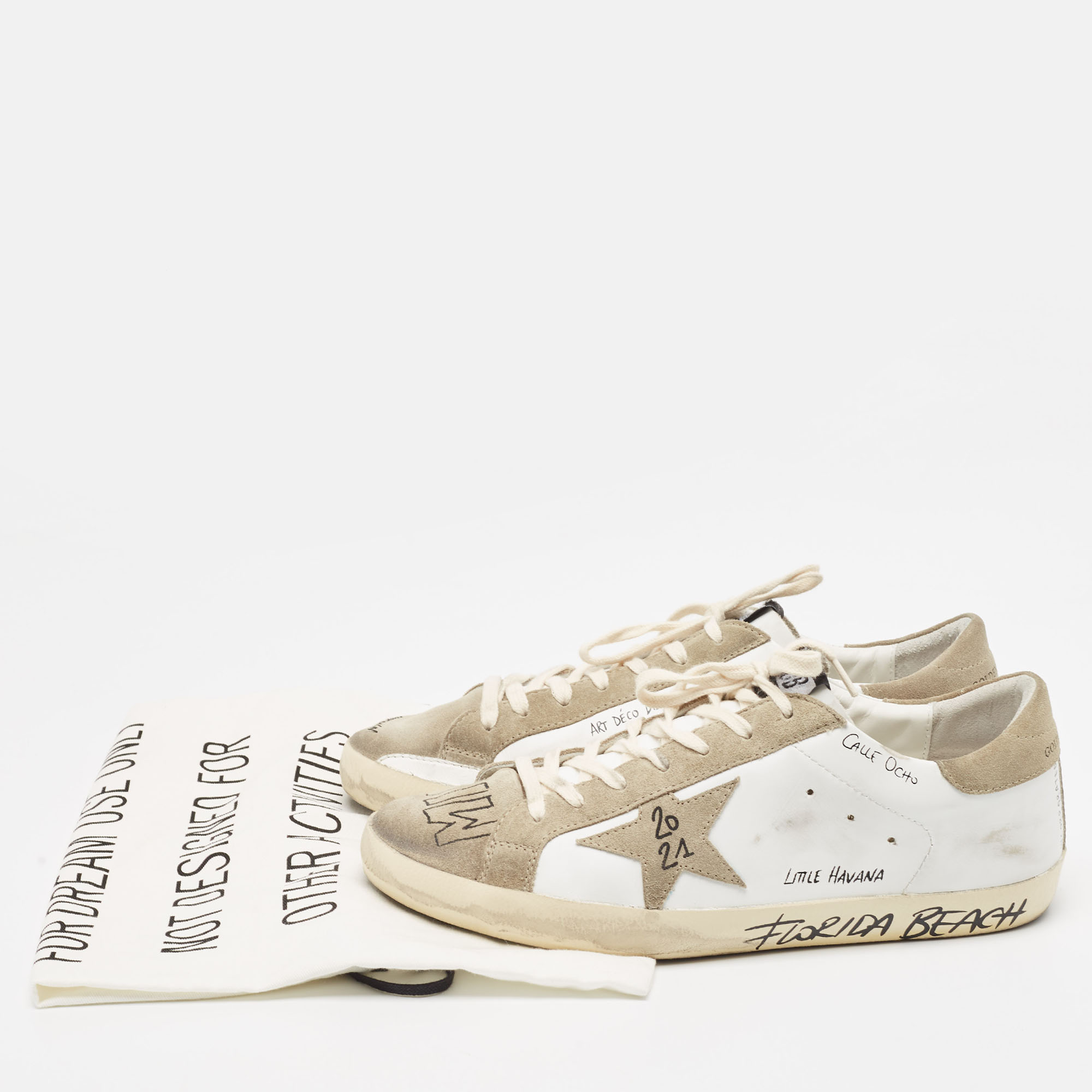 Golden Goose White/Grey Leather And Suede Superstar Sneakers Size 43