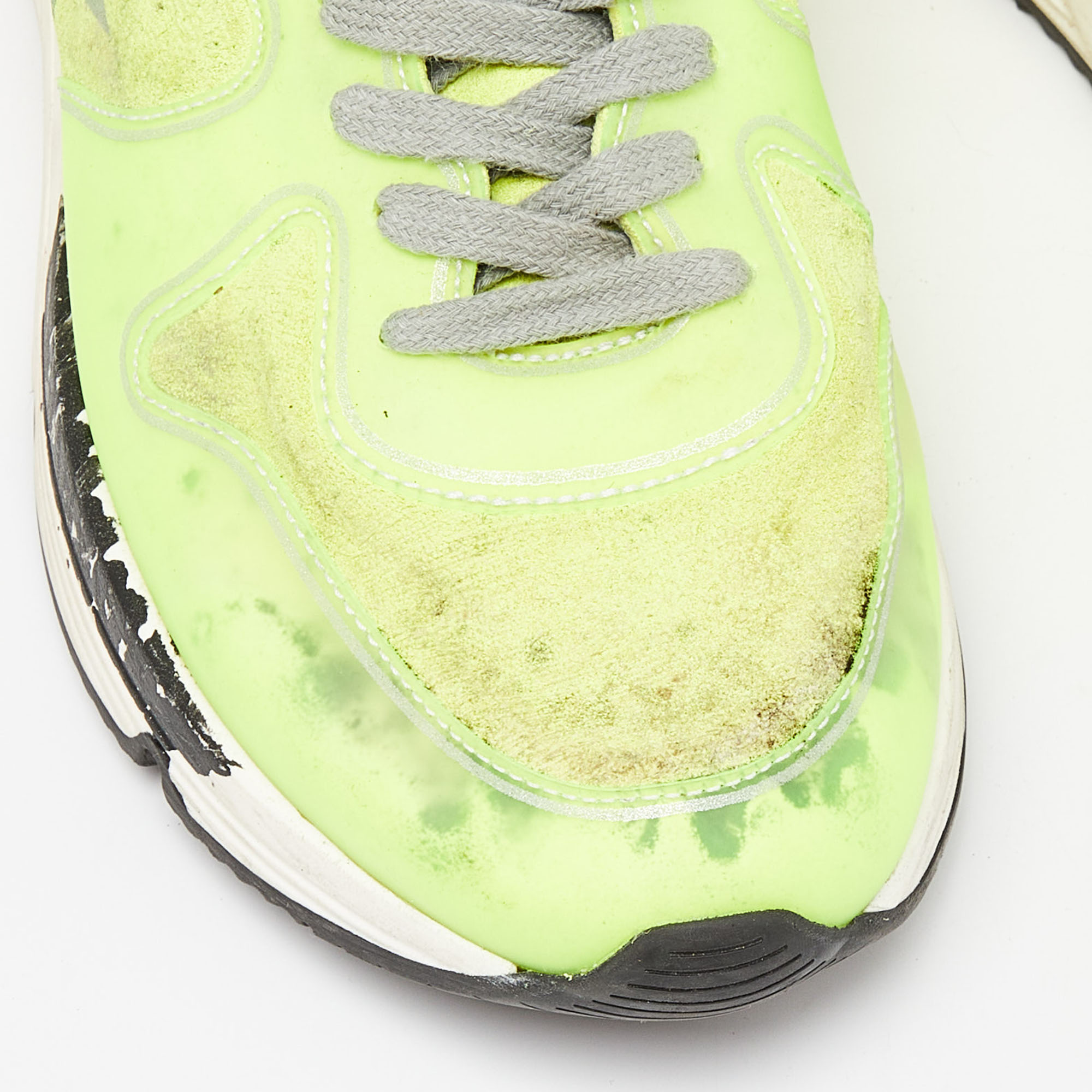 Golden Goose Neon Yellow PVC And Suede Running Sole Sneakers Size 39