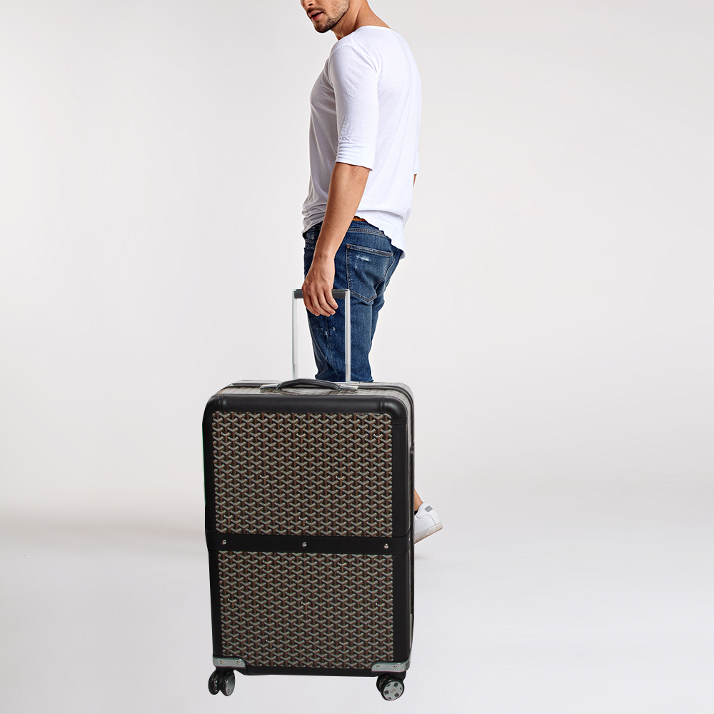 Goyard Black Goyardine Coated Canvas Satolas GM Rolling Suitcase