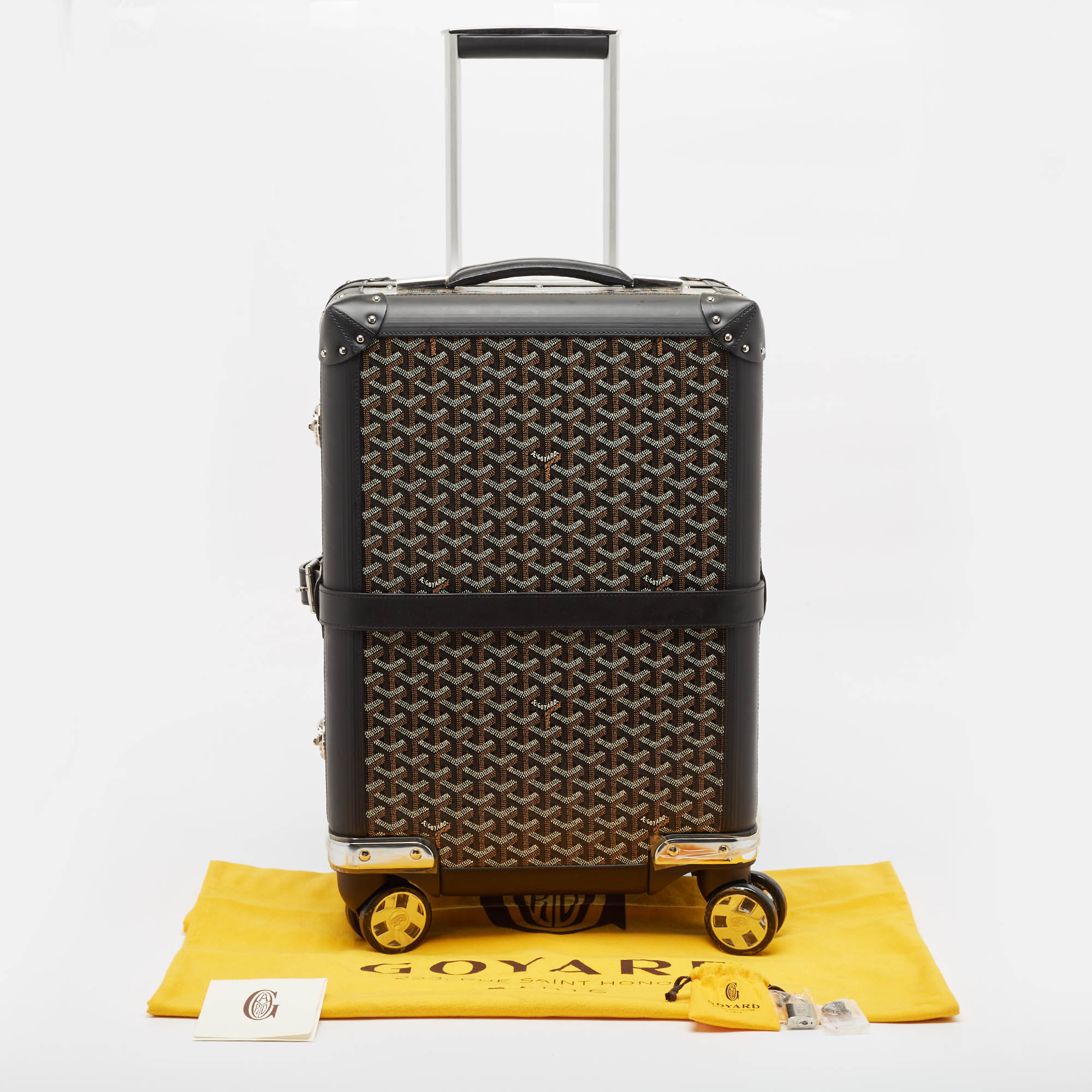 Goyard Black Goyardine Canvas And Leather Bourget PM Trolley