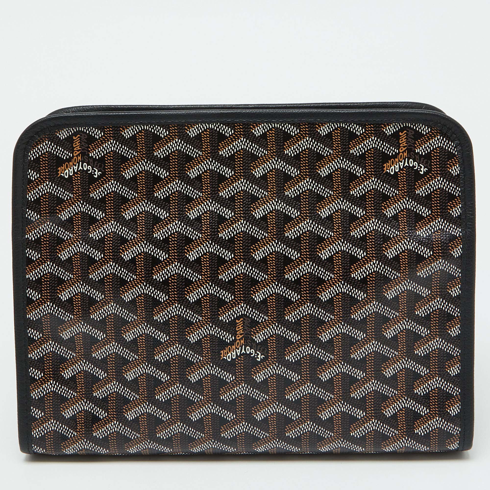 Goyard Black Goyardine Coated Canvas Jouvence MM Toiletry Pouch