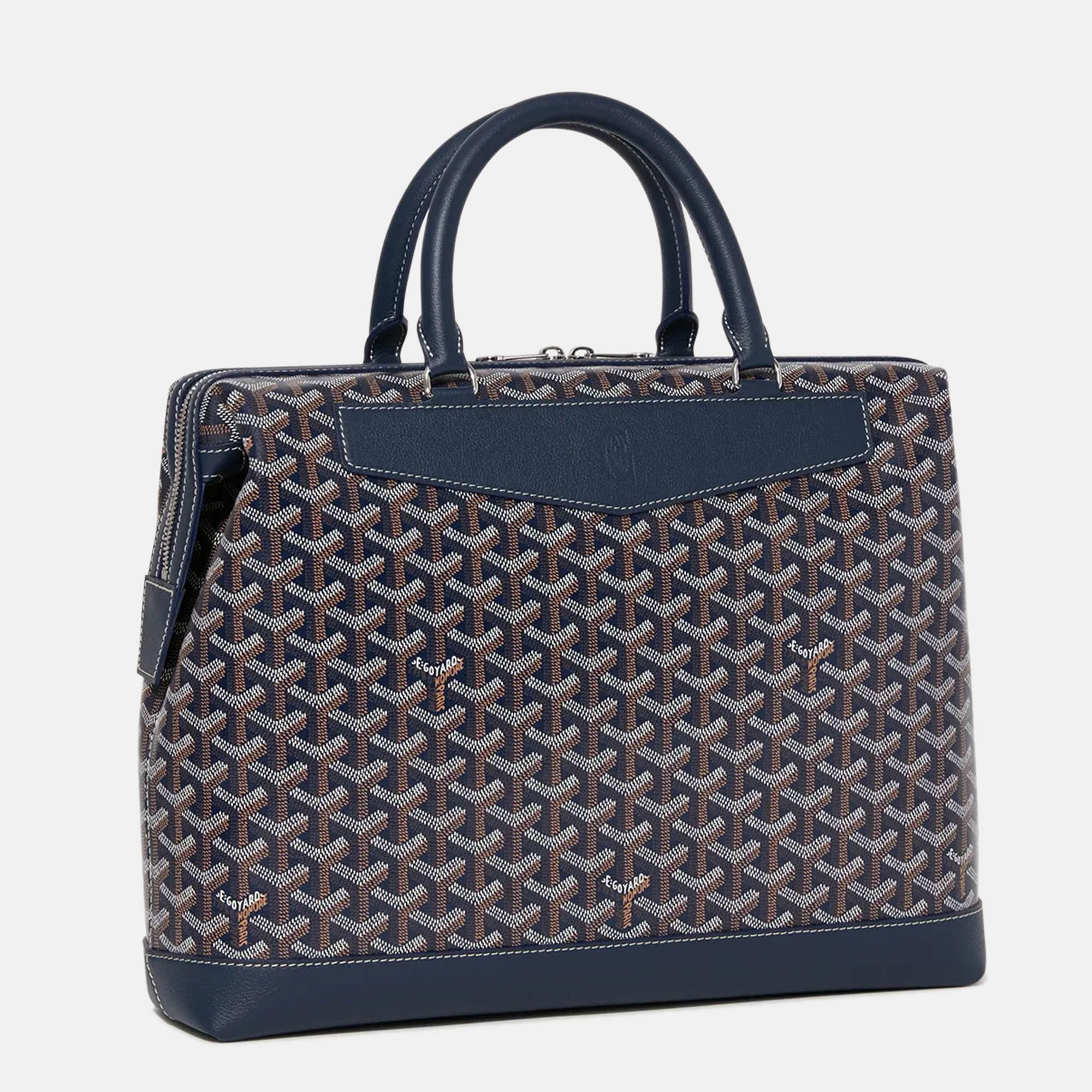 Goyard Navy Blue Leather And Signature Canvas Cisaplin Document Case