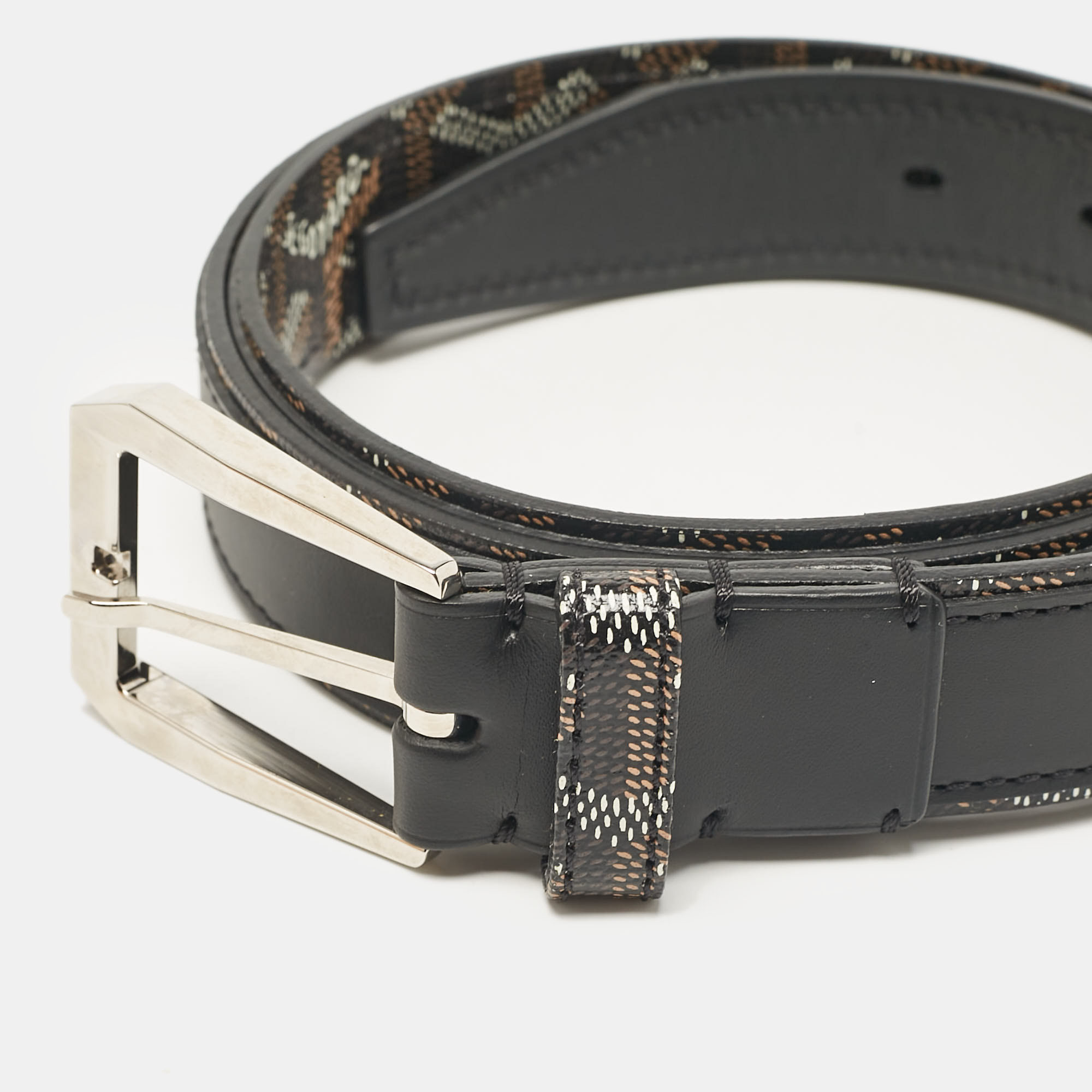 Goyard Black Goyardine Coated Canvas And Leather Buckle Belt 95 CM