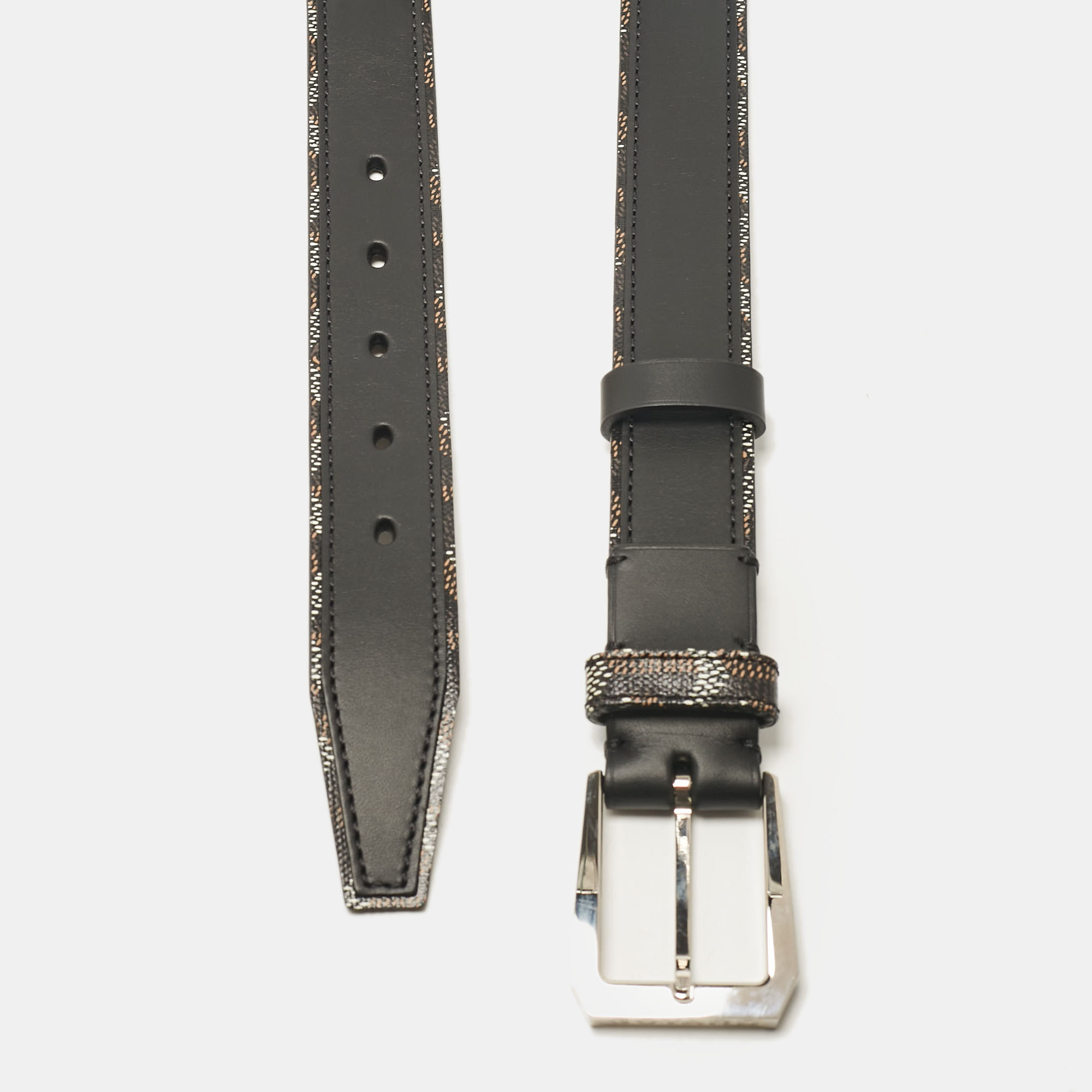 Goyard Black Goyardine Coated Canvas And Leather Buckle Belt 95 CM