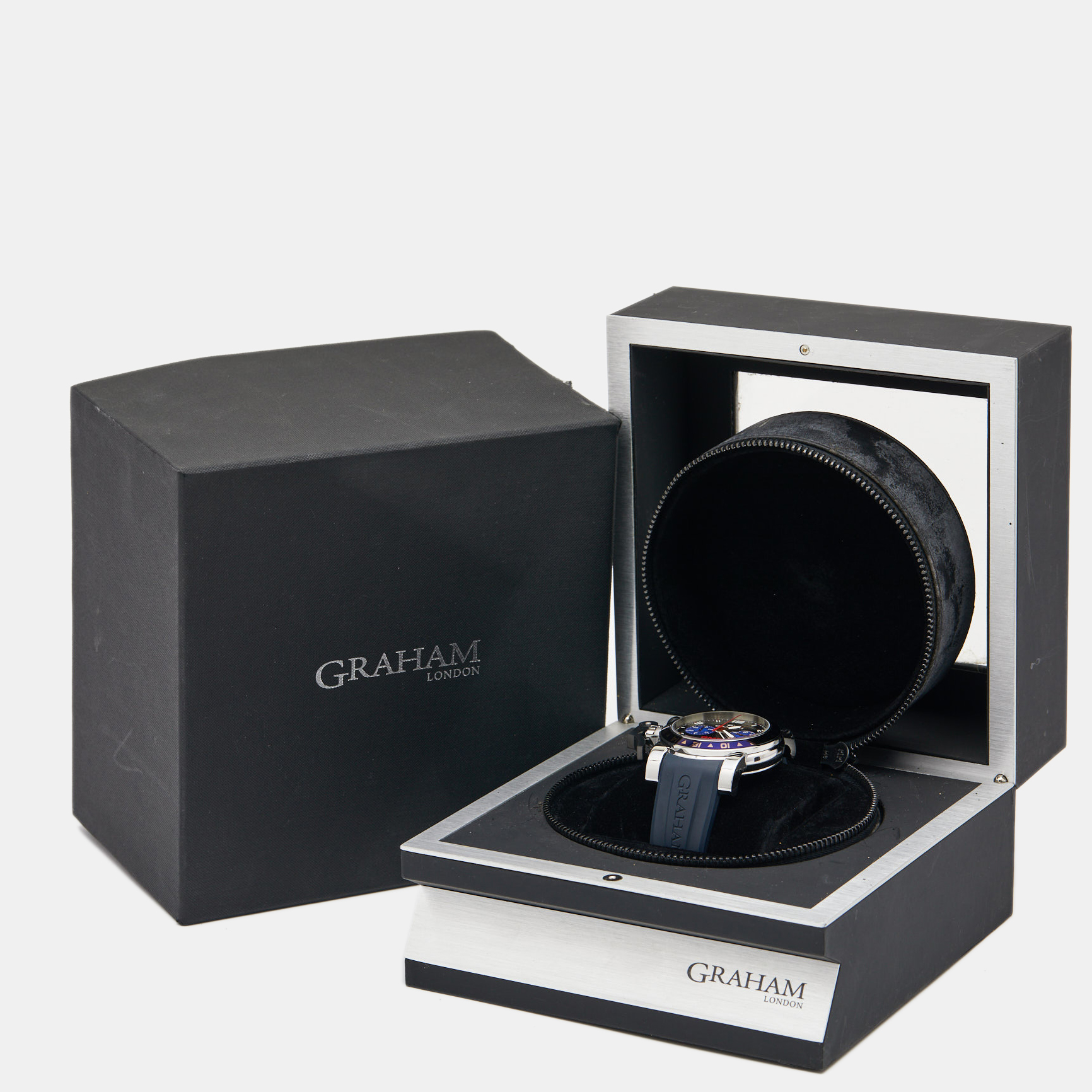 Graham Black Stainless Steel Rubber Chronofighter Oversized GMT 2OVGS.B26A.C89S Men's Wristwatch 47 Mm