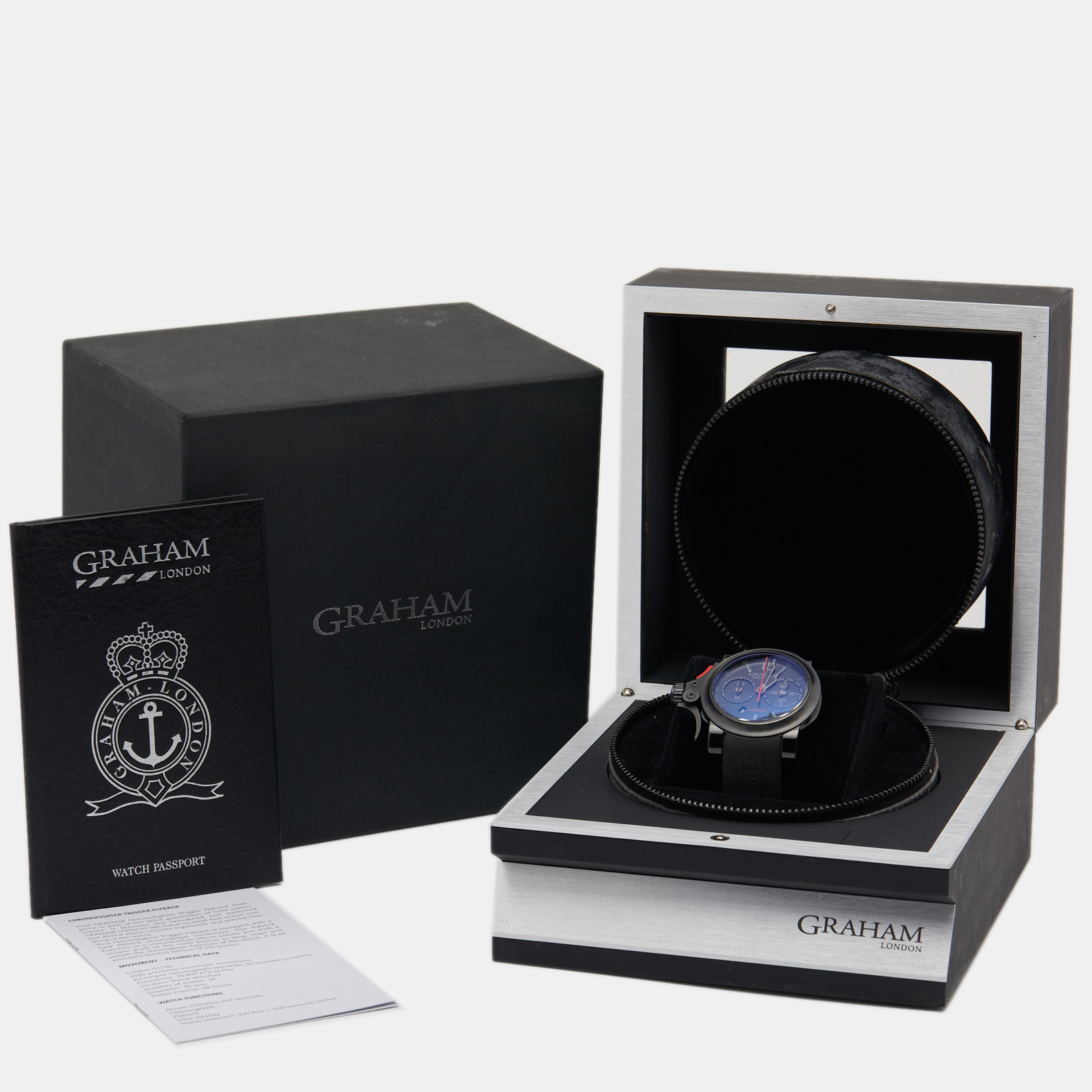 Graham Black PVD Caated Stainless Steel Rubber Limited Edition Chronofighter Trigger 2TRAB.B10A Men's Wristwatch 46 Mm