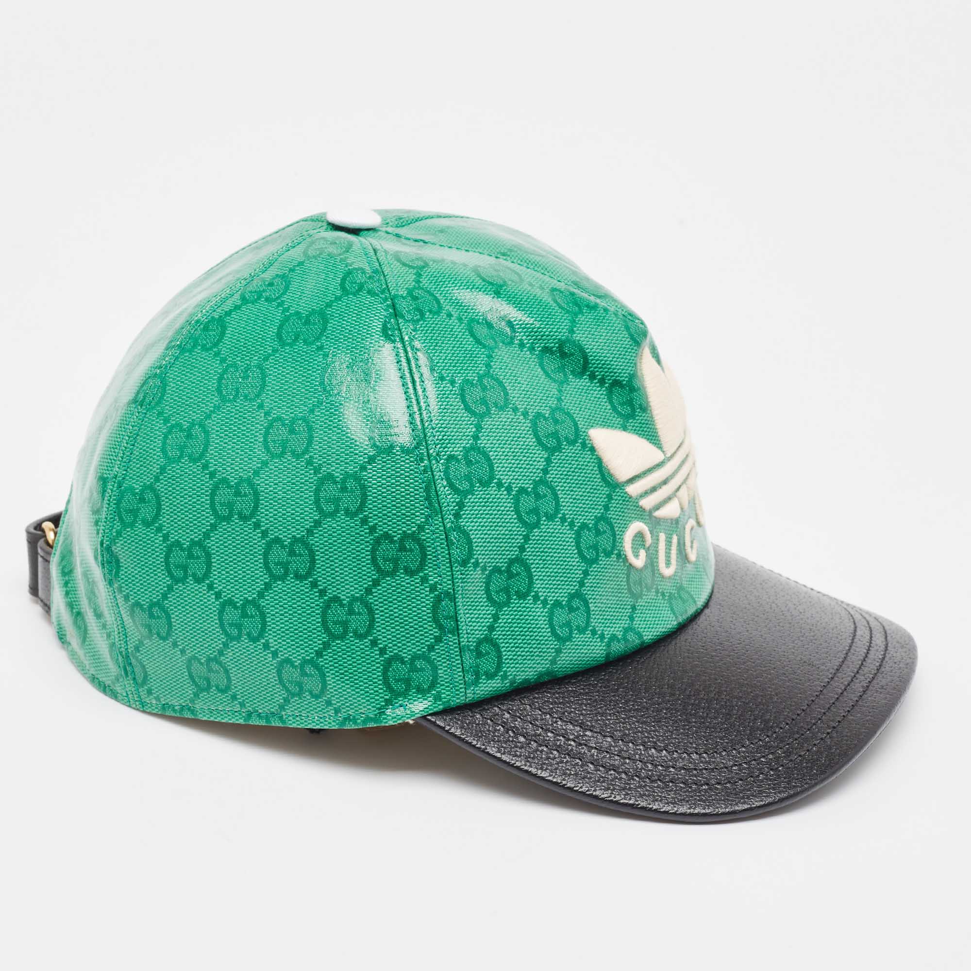 Gucci x adidas green gg supreme coated canvas baseball cap s