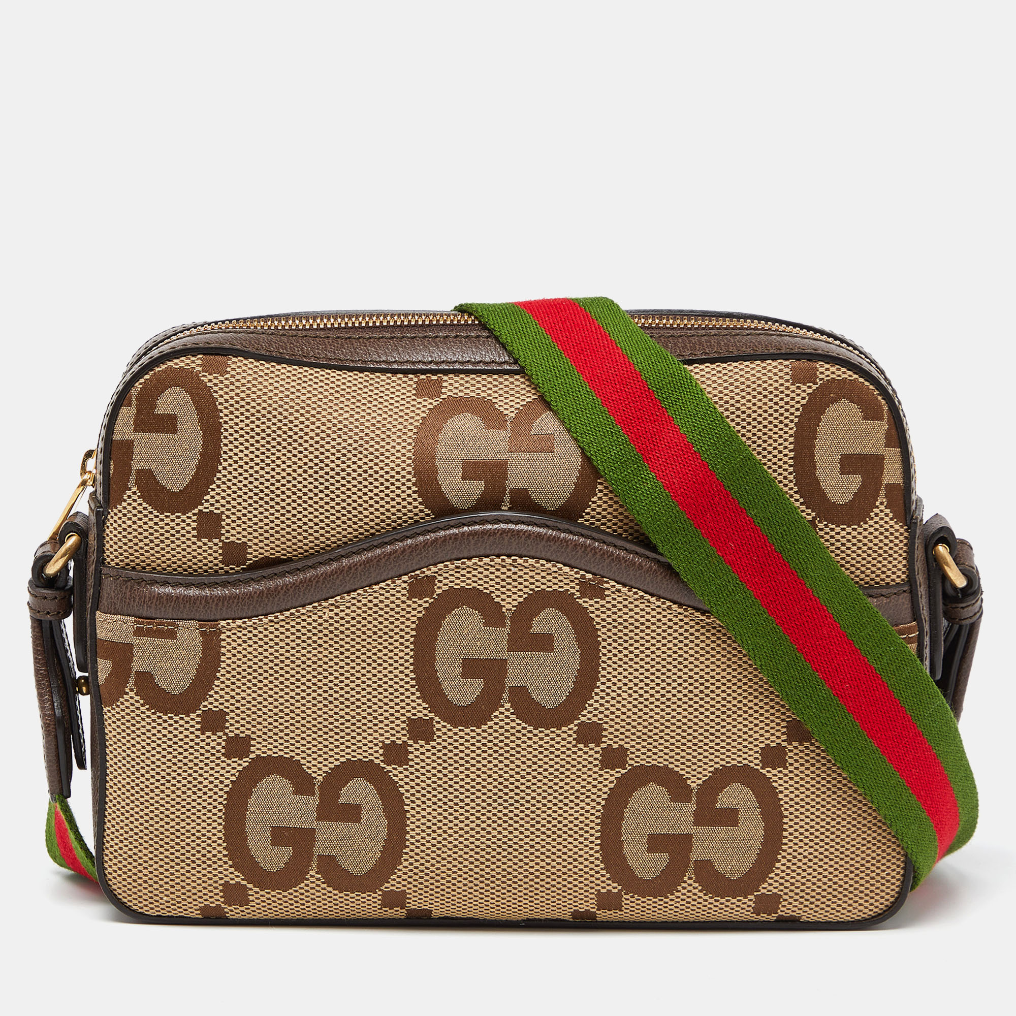 Gucci Beige/Brown Jumbo GG Canvas And Leather Mesenger Bag