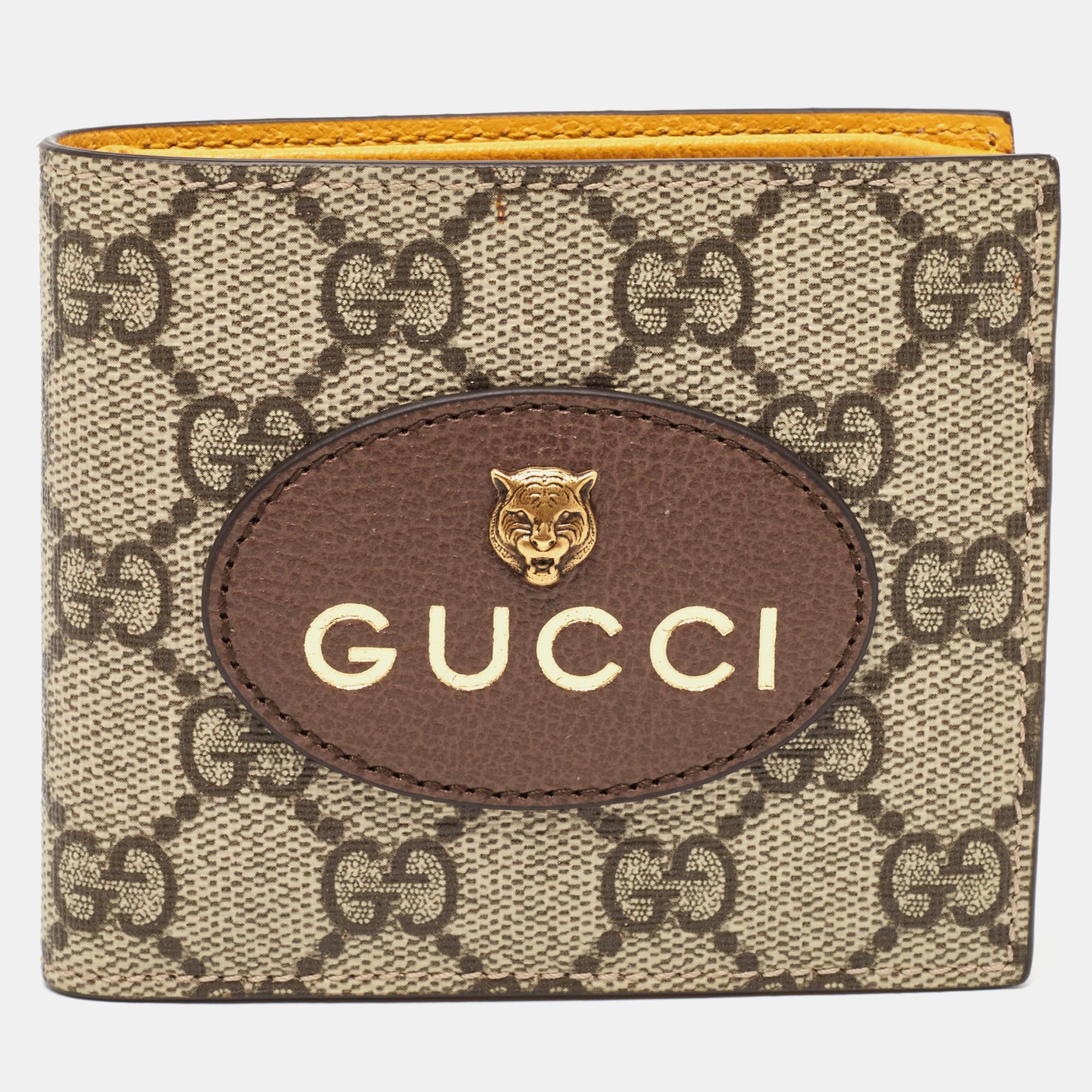 Gucci Beige GG Supreme Canvas Neo Vintage Bifold Wallet