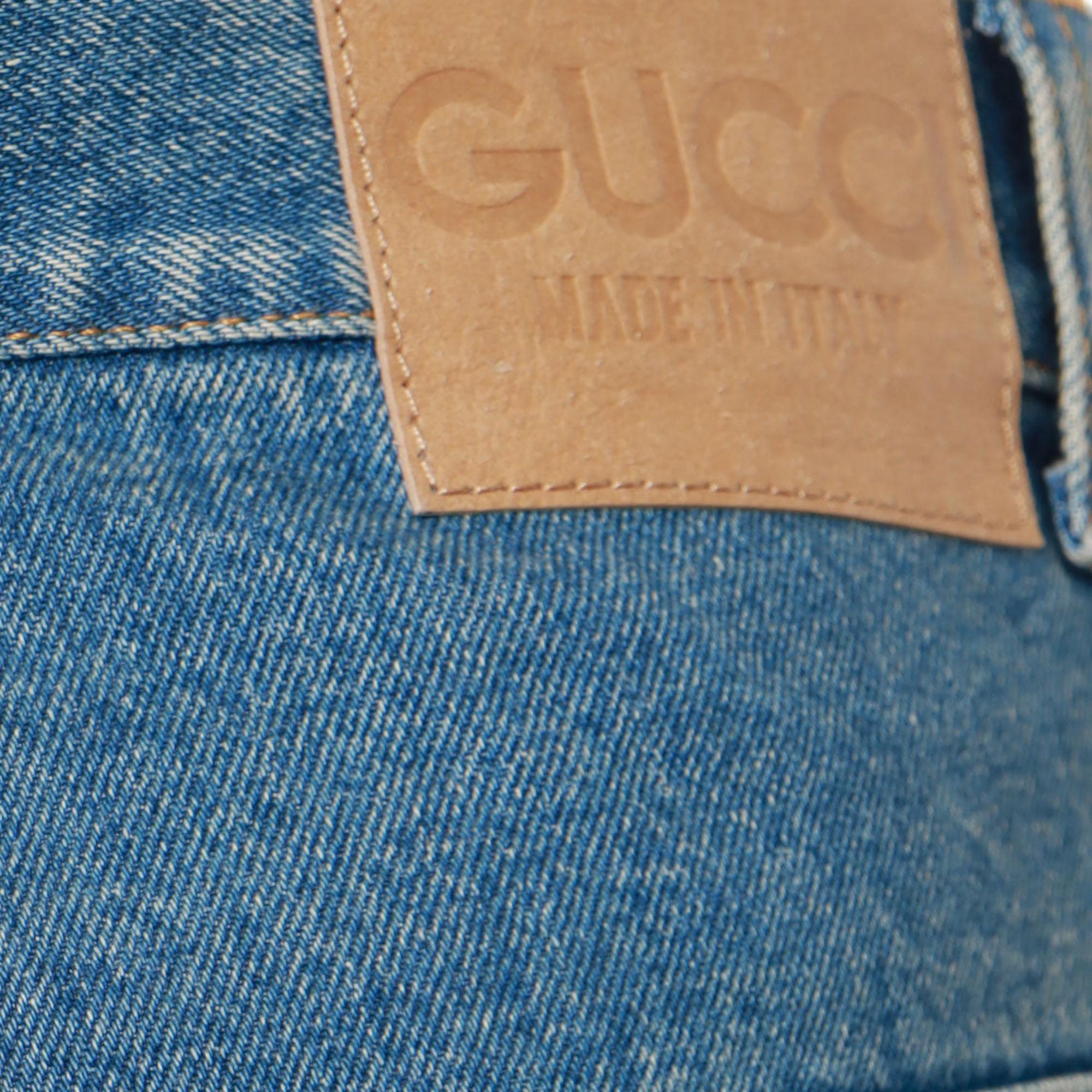 Gucci Blue Cotton Maxi Pockets Jeans