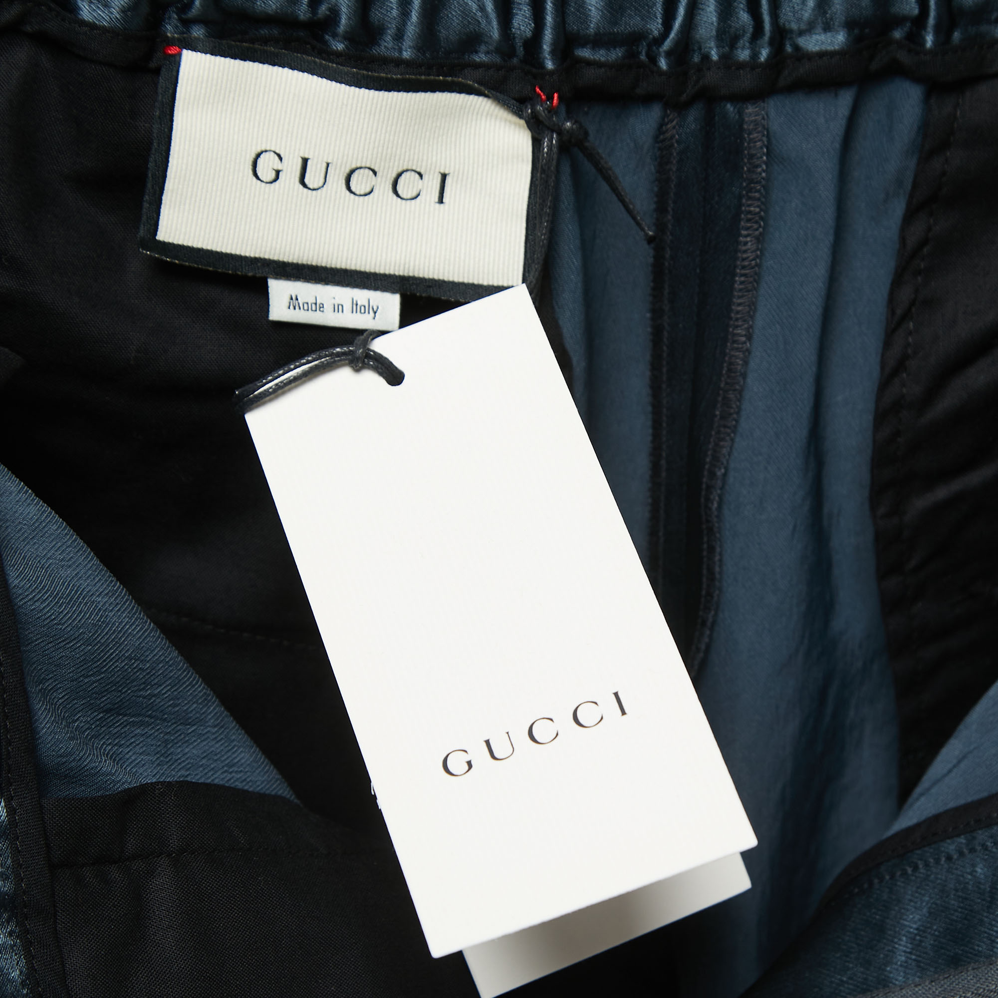 Gucci Dark Green Satin Web Stripe Detail Relaxed Trousers S