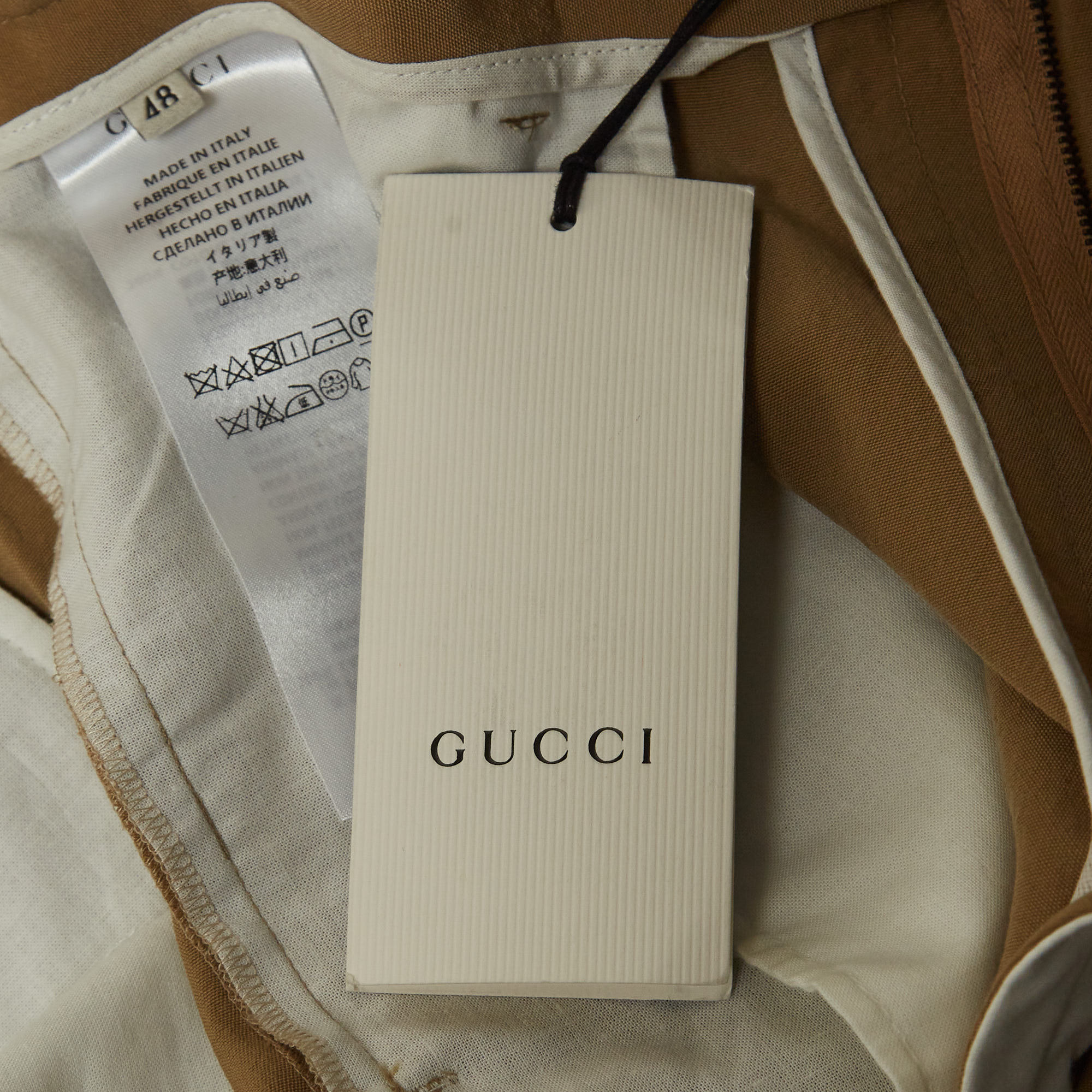 Gucci Khaki Wool Straight Fit Trousers M