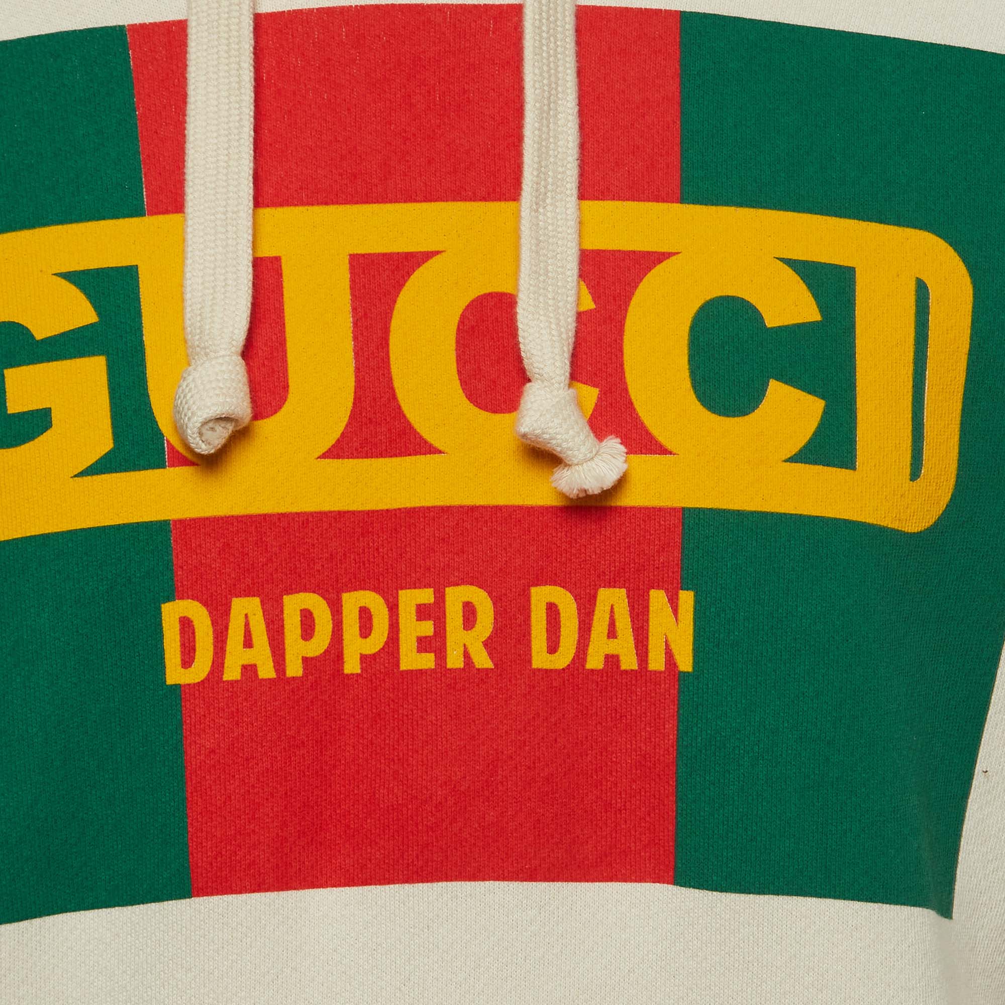 Gucci Ivory White Dapper Dan Logo Print Cotton Knit Hoodie XS