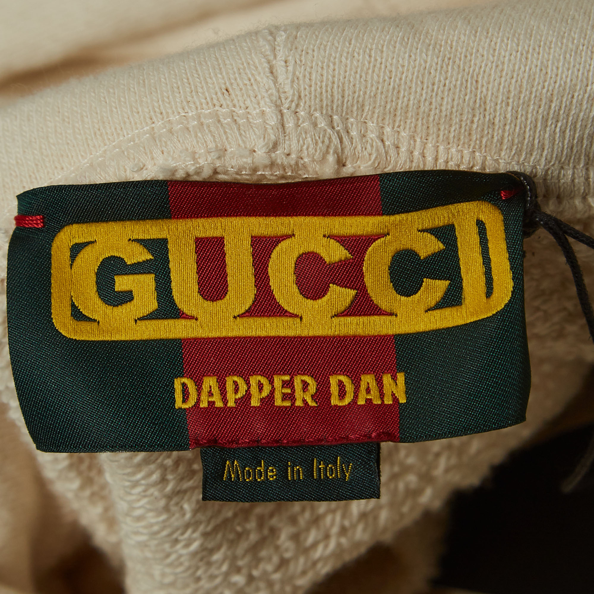 Gucci Ivory White Dapper Dan Logo Print Cotton Knit Hoodie XS