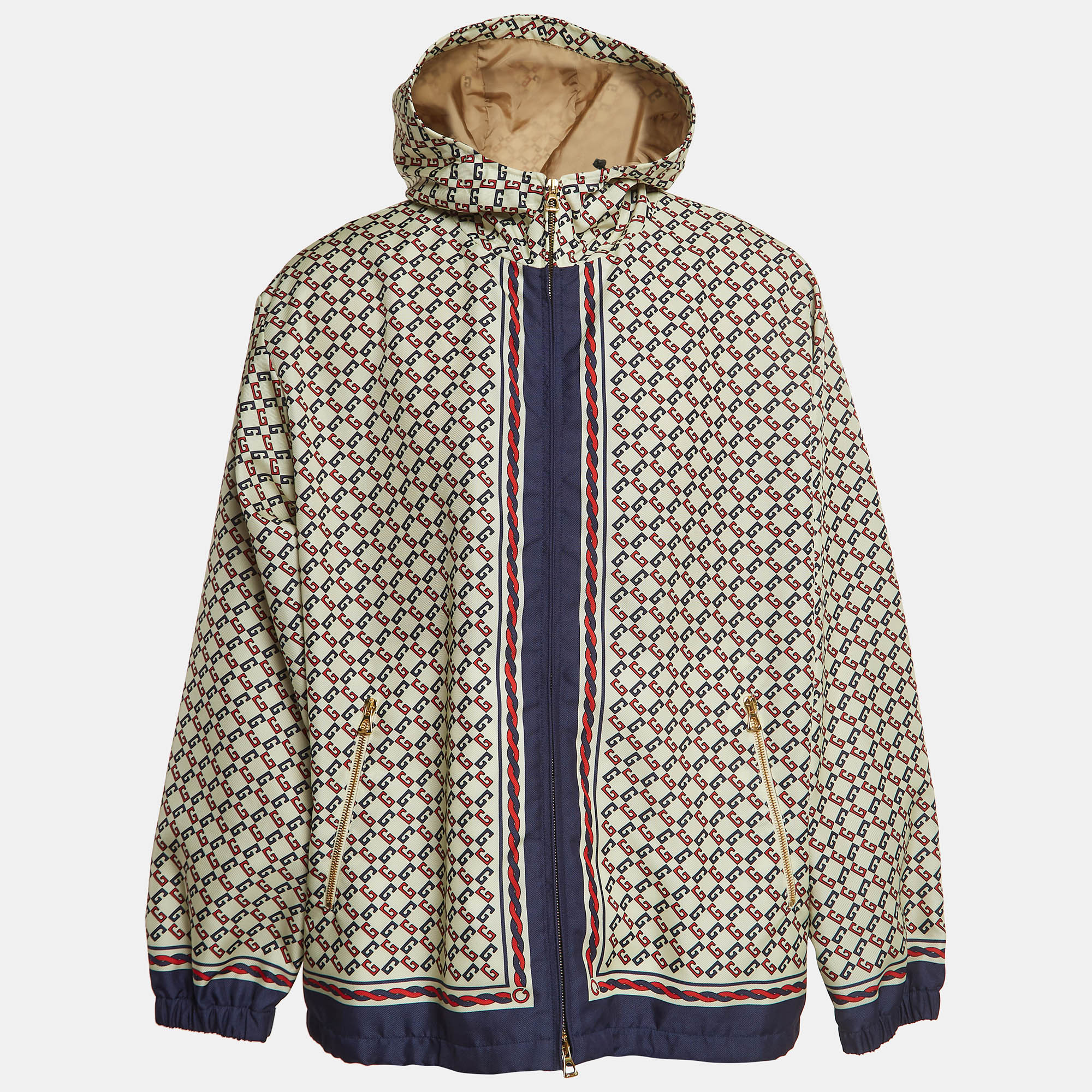 Gucci love parade cream geometric gg print nylon windbreaker jacket l
