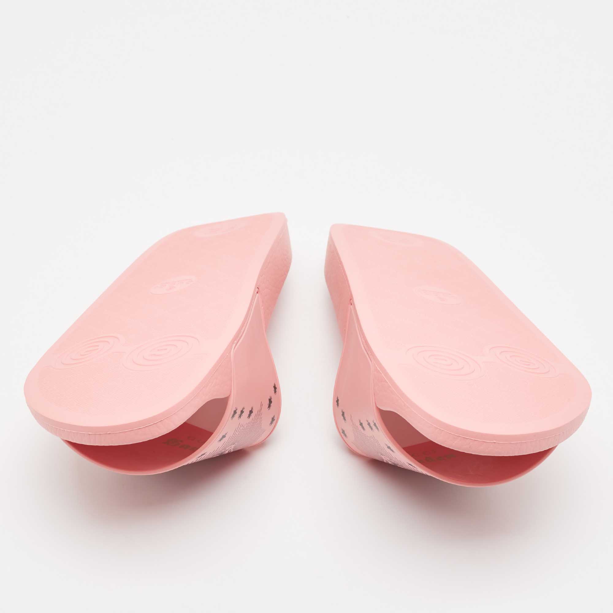 Gucci Pink Rubber Garden Pool Slides Size 46