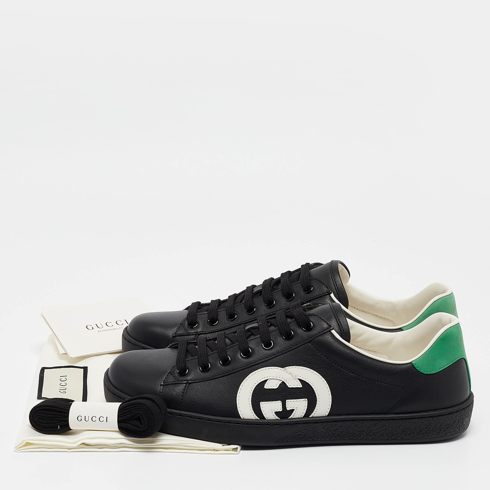 Gucci Tricolor Leather Ace Low Top Sneakers Size 41