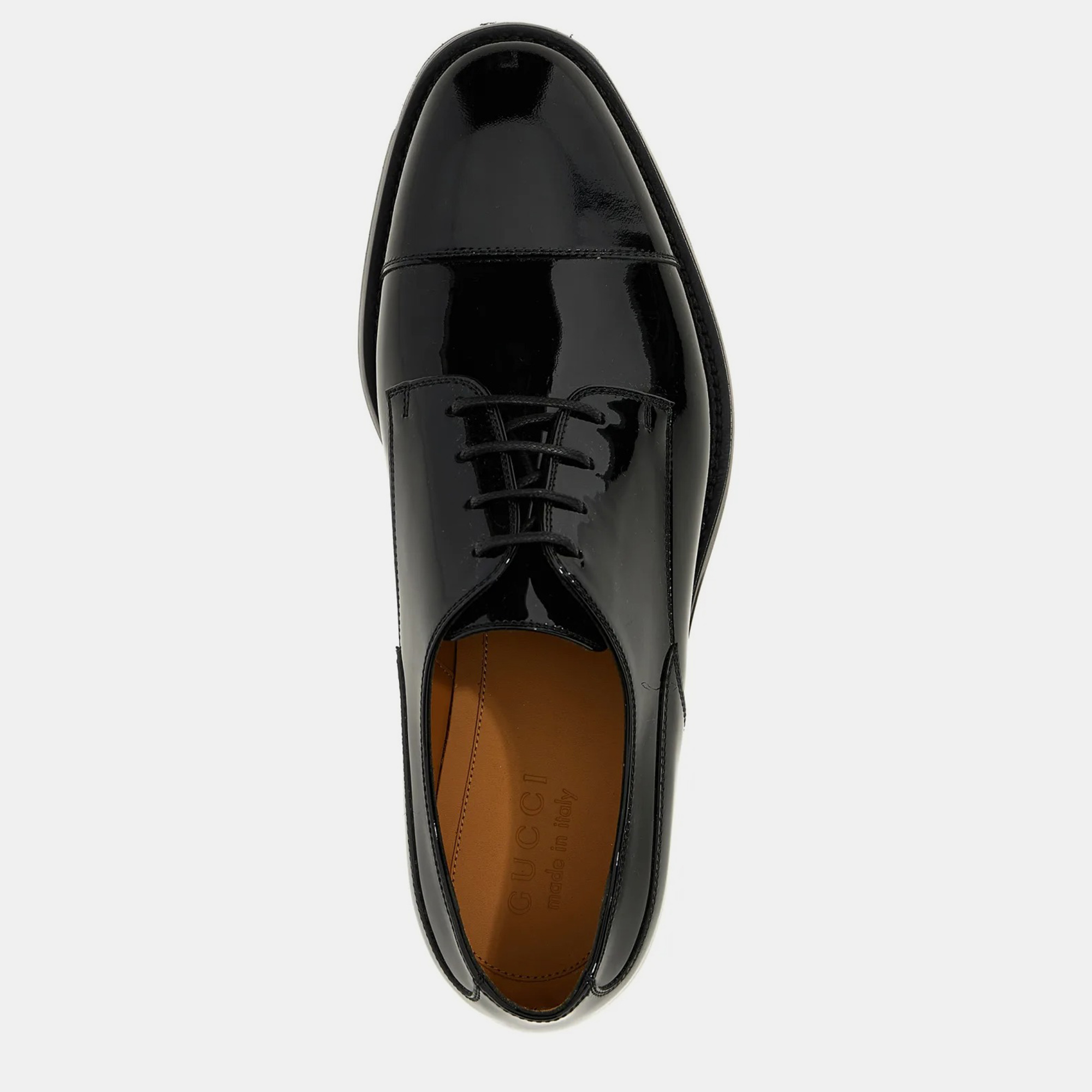 Gucci Black Patent Leather Lace-up Derby Shoes EU 41