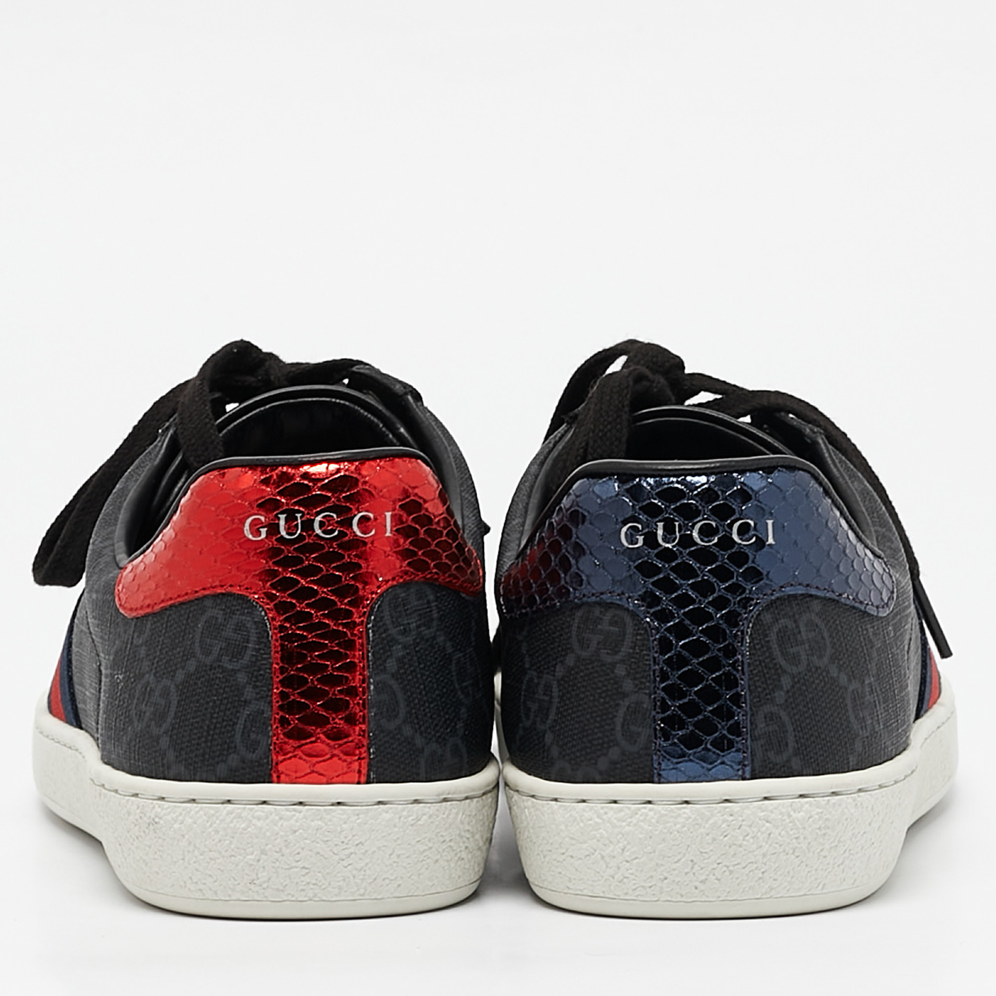 Gucci Black GG Supreme Canvas Web Ace Sneakers Size 42