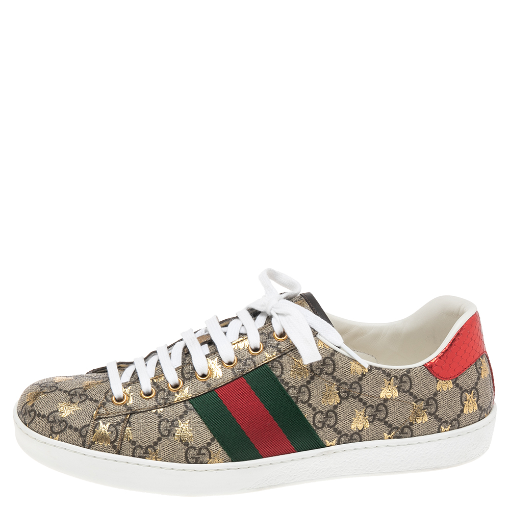Gucci Beige/Red Canvas And Python Embossed Leather Ace Low Top Sneakers Size
Gucci Beige/Red Canvas And Python Embossed Leather Ace Low Top Sneakers Size