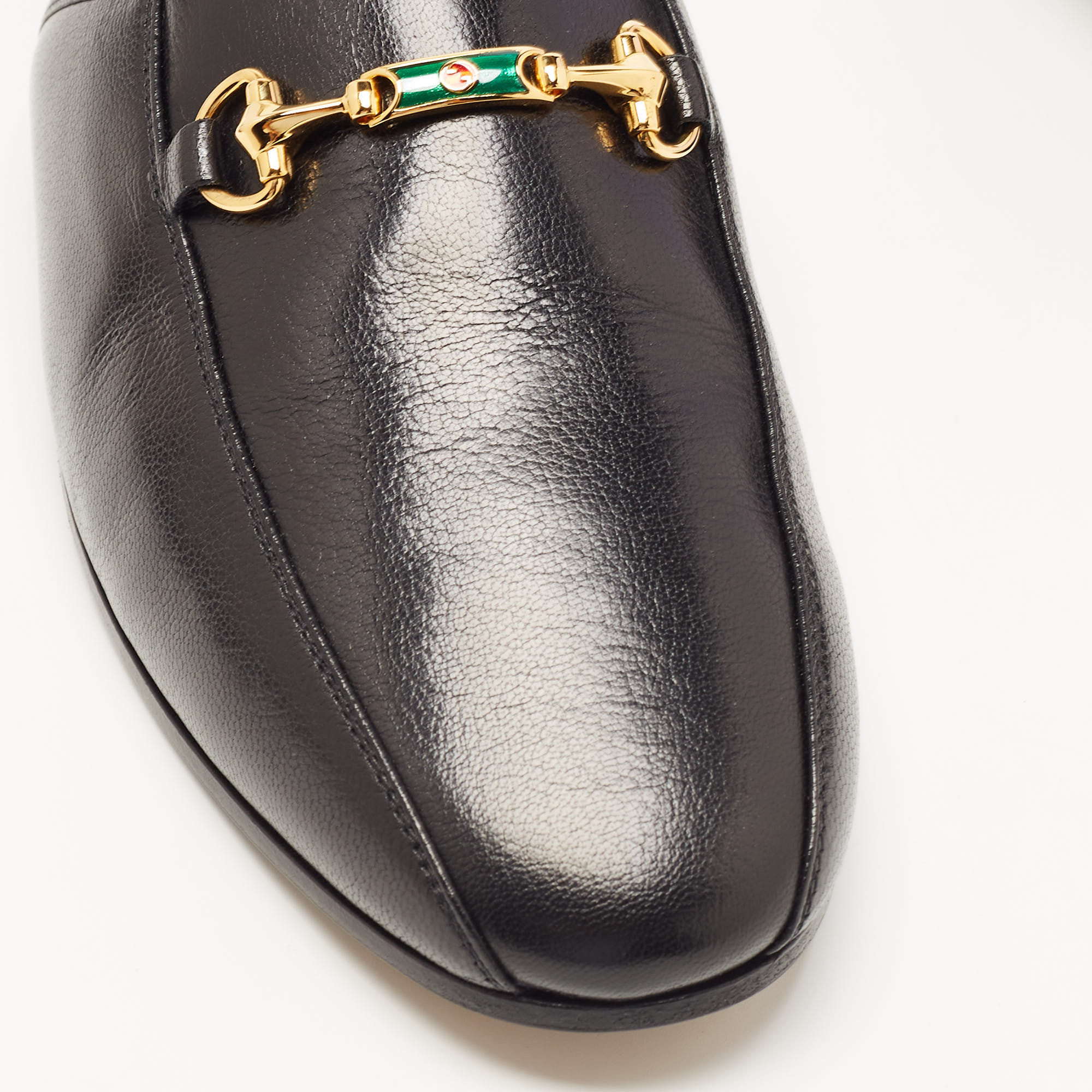 Gucci Black Leather Princetown Horsebit Flat Mules Size 45