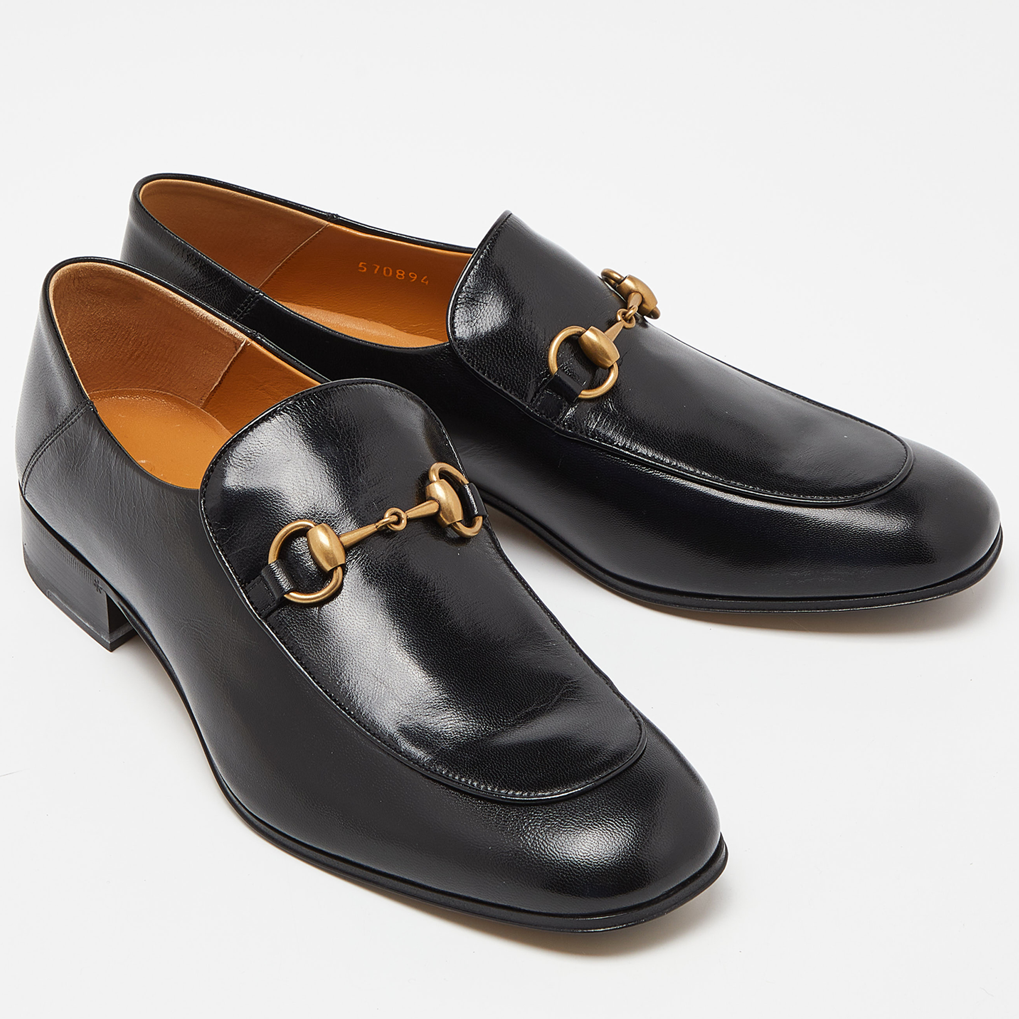 Gucci Black Leather Horsebit Loafers Size 43.5