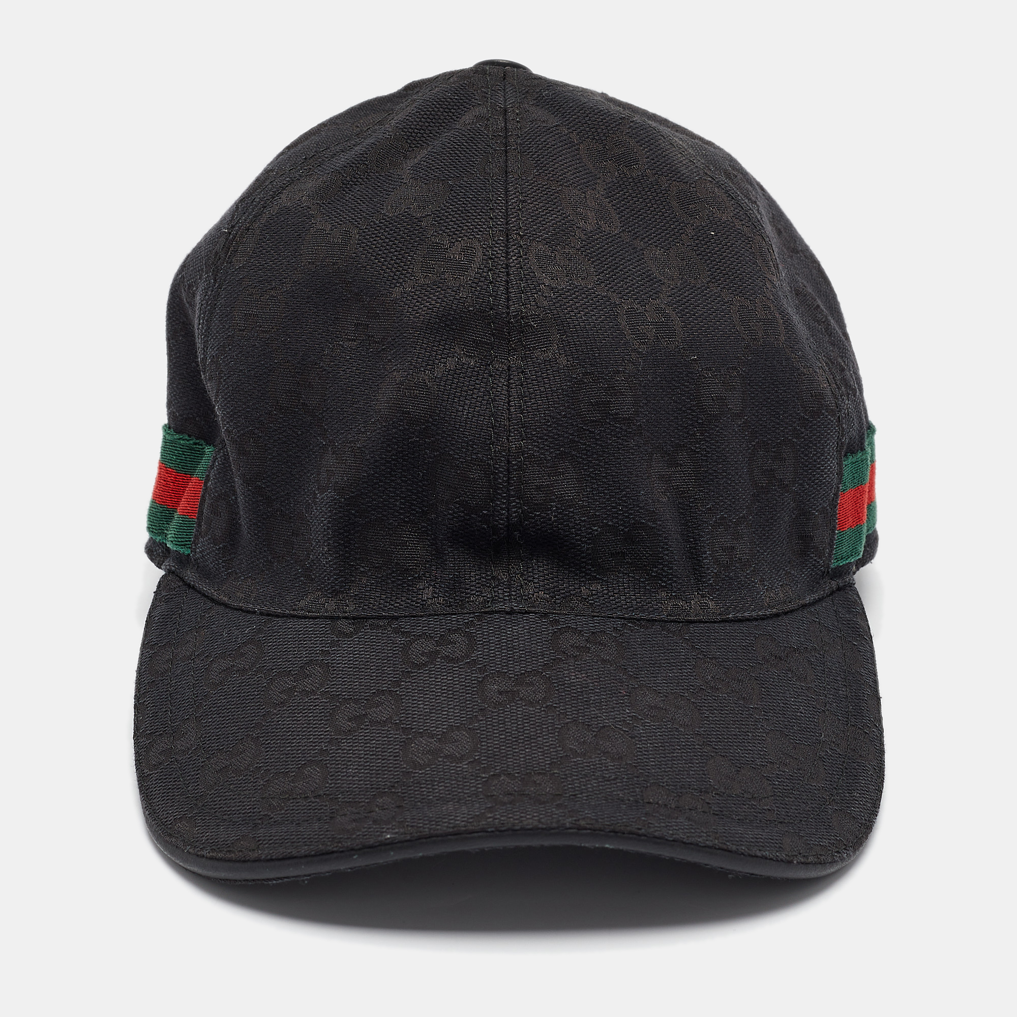 Gucci Black Original GG Canvas With Web Baseball Cap S