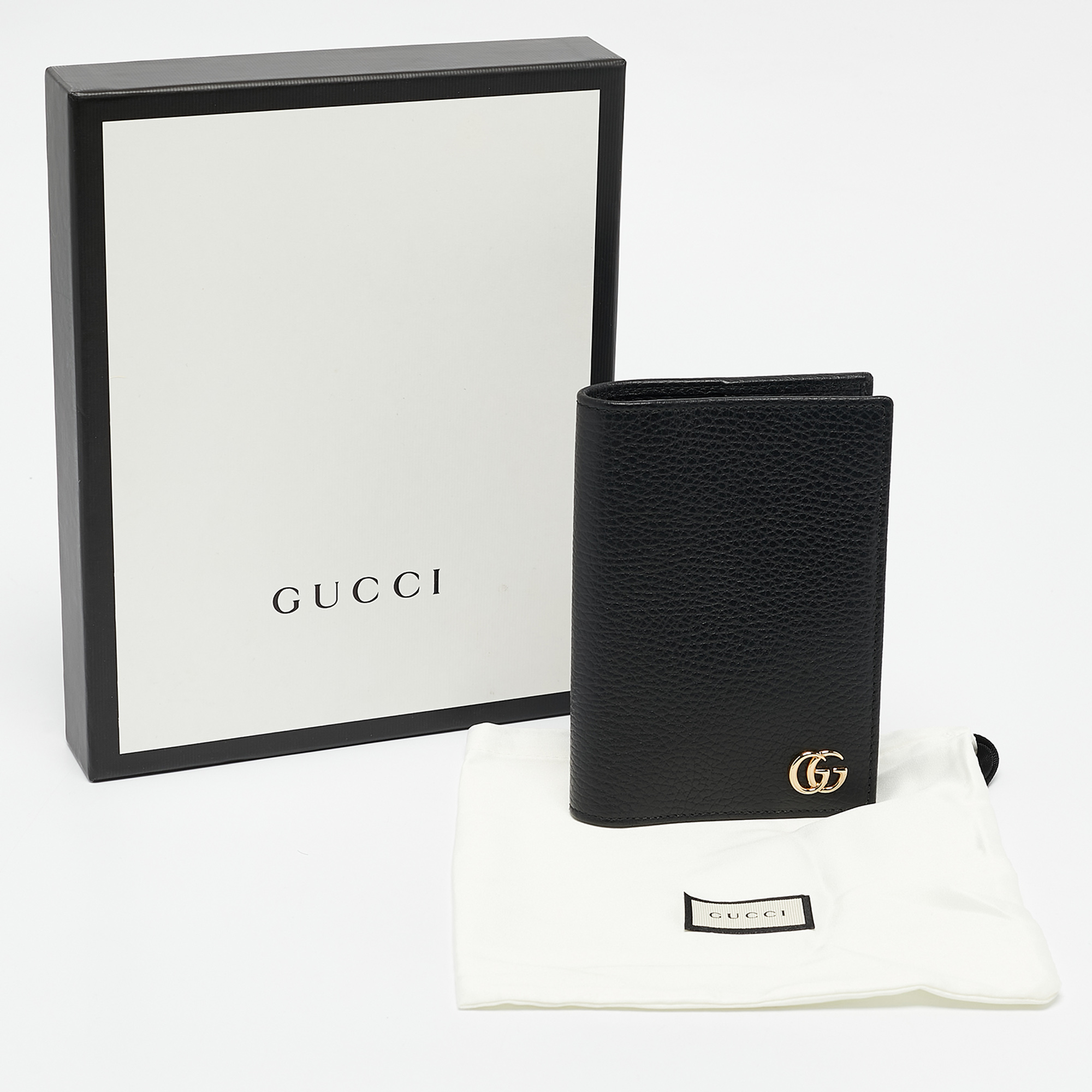 Gucci Black Leather GG Marmont Passport Holder