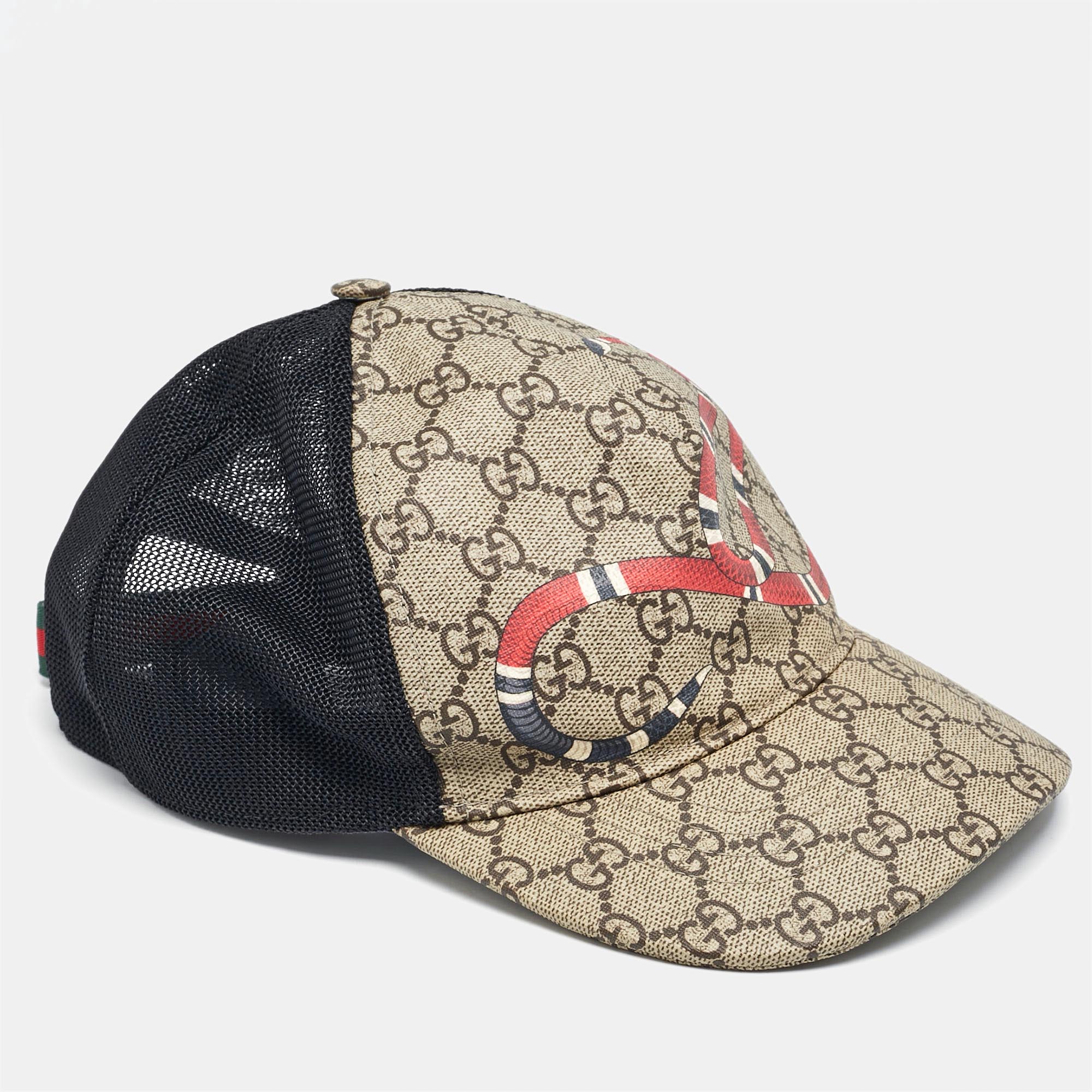 Gucci Beige Kingsnake Print Caoted Canvas and Mesh Baseball Cap
Gucci Beige Kingsnake Print Caoted Canvas and Mesh Baseball Cap