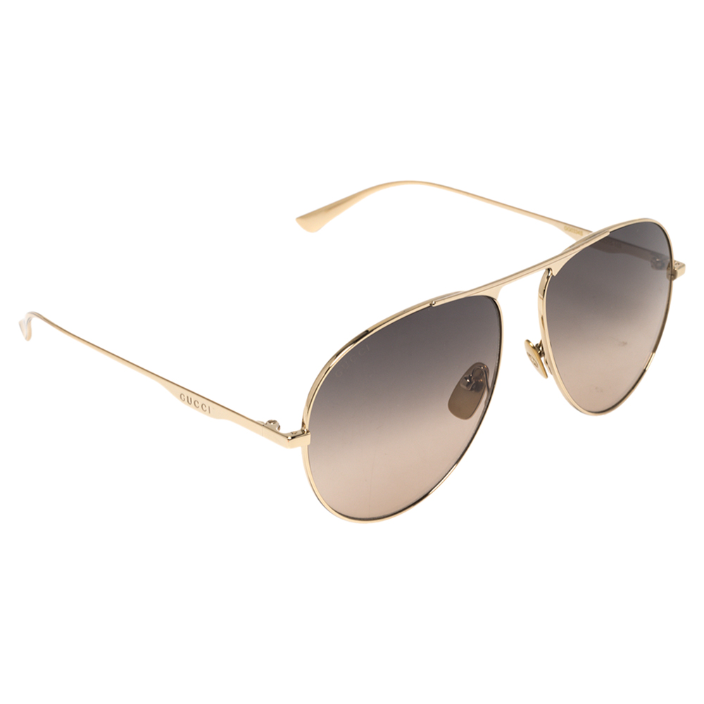 Gucci Brown/Gold GG0334S Gradient Aviator Sunglasses