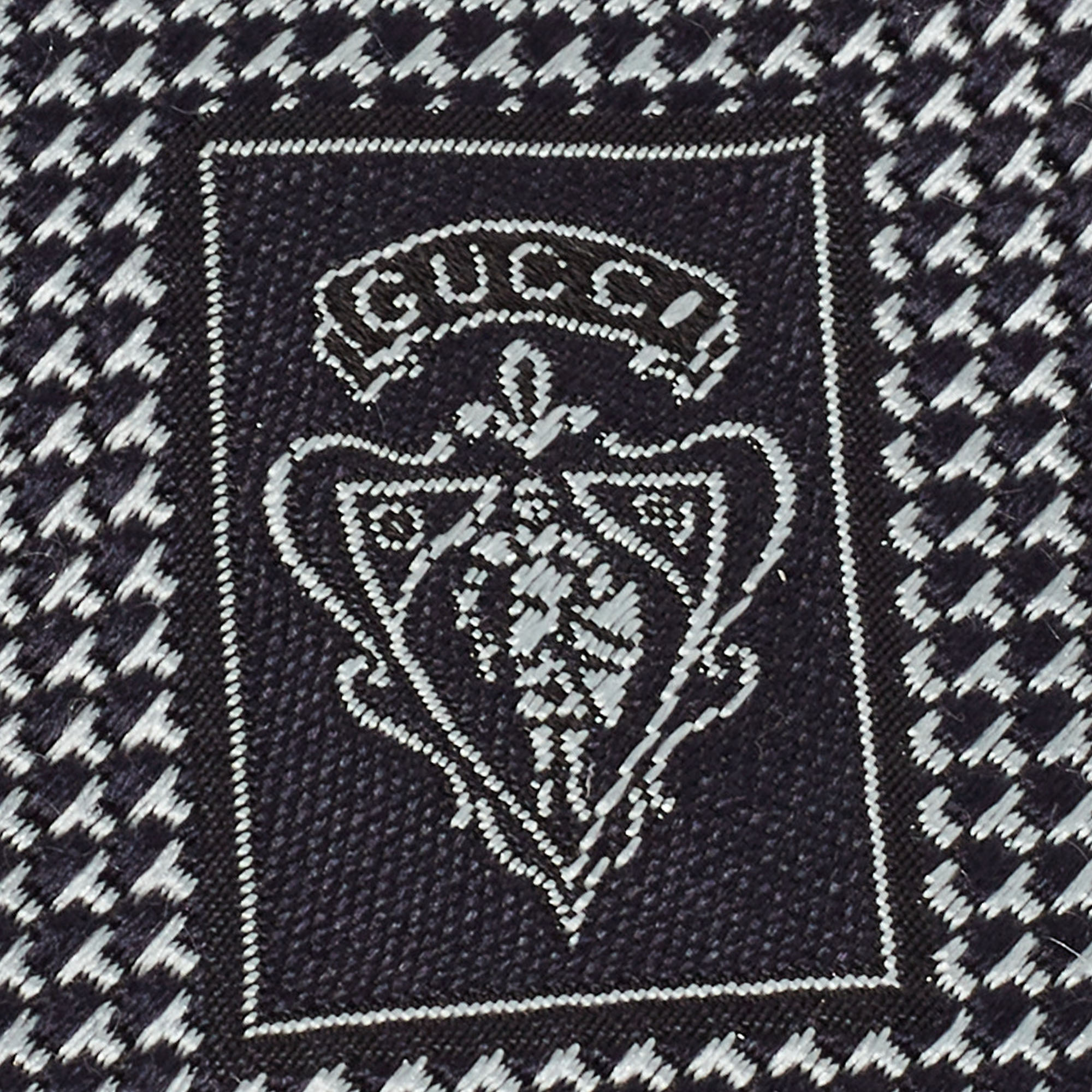 Gucci Navy Blue Patterned Silk Tie
